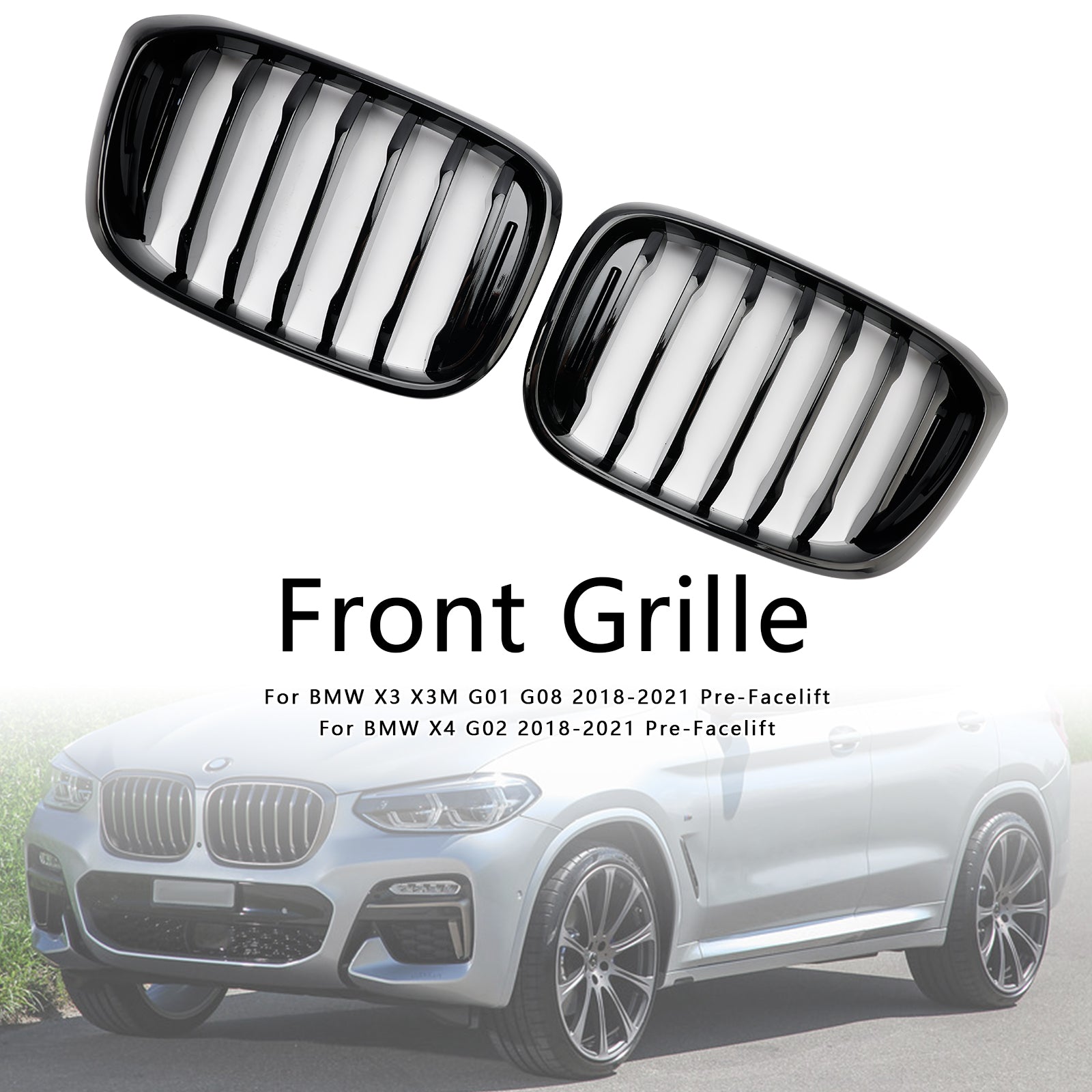 2018-2021 BMW X4 G02 X3 G01 G08 Gloss Black Front Kidney Grille Mesh Grill 51138469959