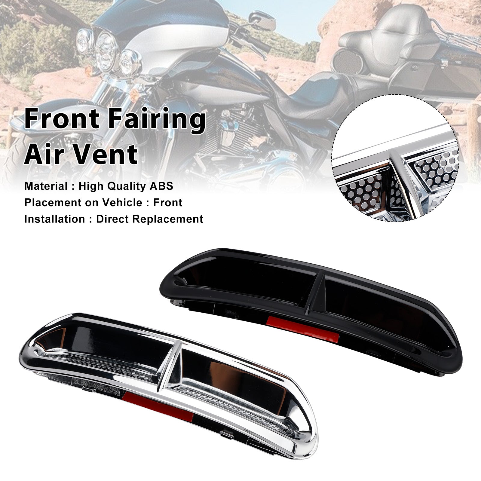 Front Fairing Air Vent Trim For Touring Street Glide Electra Glide 2014-2024