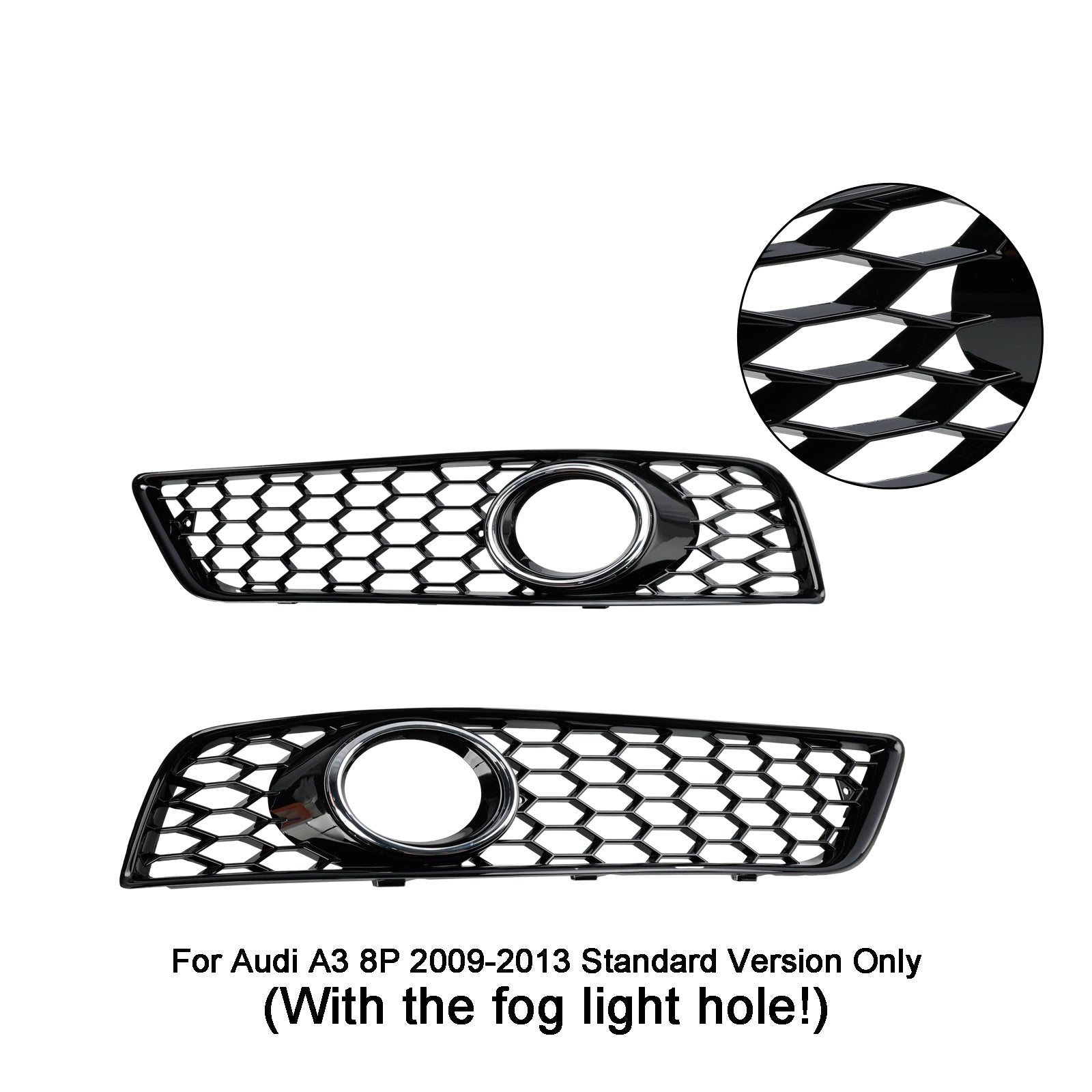 2009-2013 Audi A3 8P pare-chocs en nid d'abeille couvercle de calandre de phare antibrouillard avant