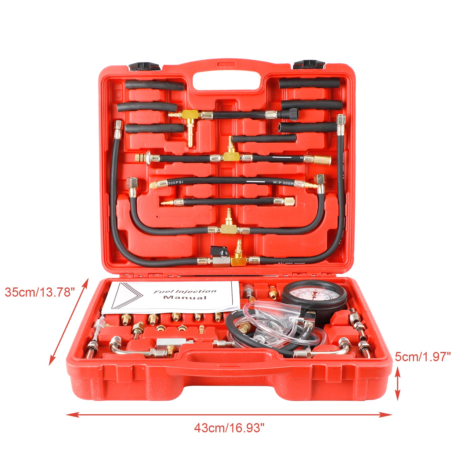 Universal Fuel Injection Gauge Pressure Tester Test Kit Car System Pump Tool Set