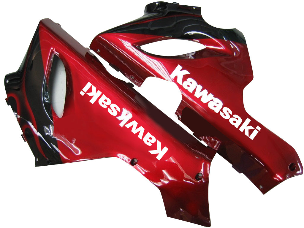 2005-2006 Kawasaki ZX6R 636 Carénages Noir & Rouge Flamme Ninja Racing Générique