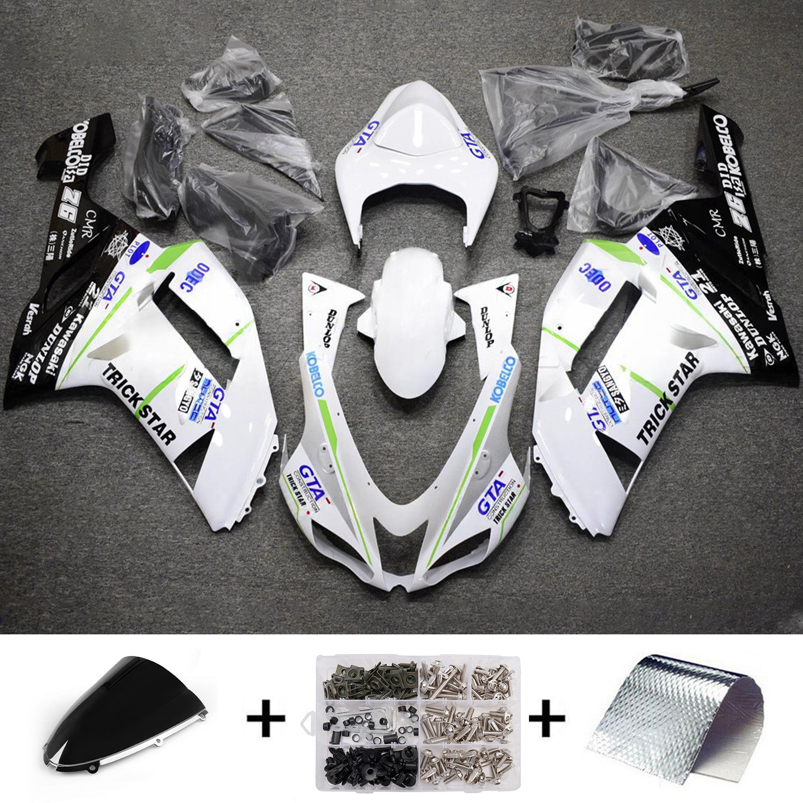 Kit carena iniezione carrozzeria in plastica ABS adatta per Kawasaki ZX6R 636 2007-2008