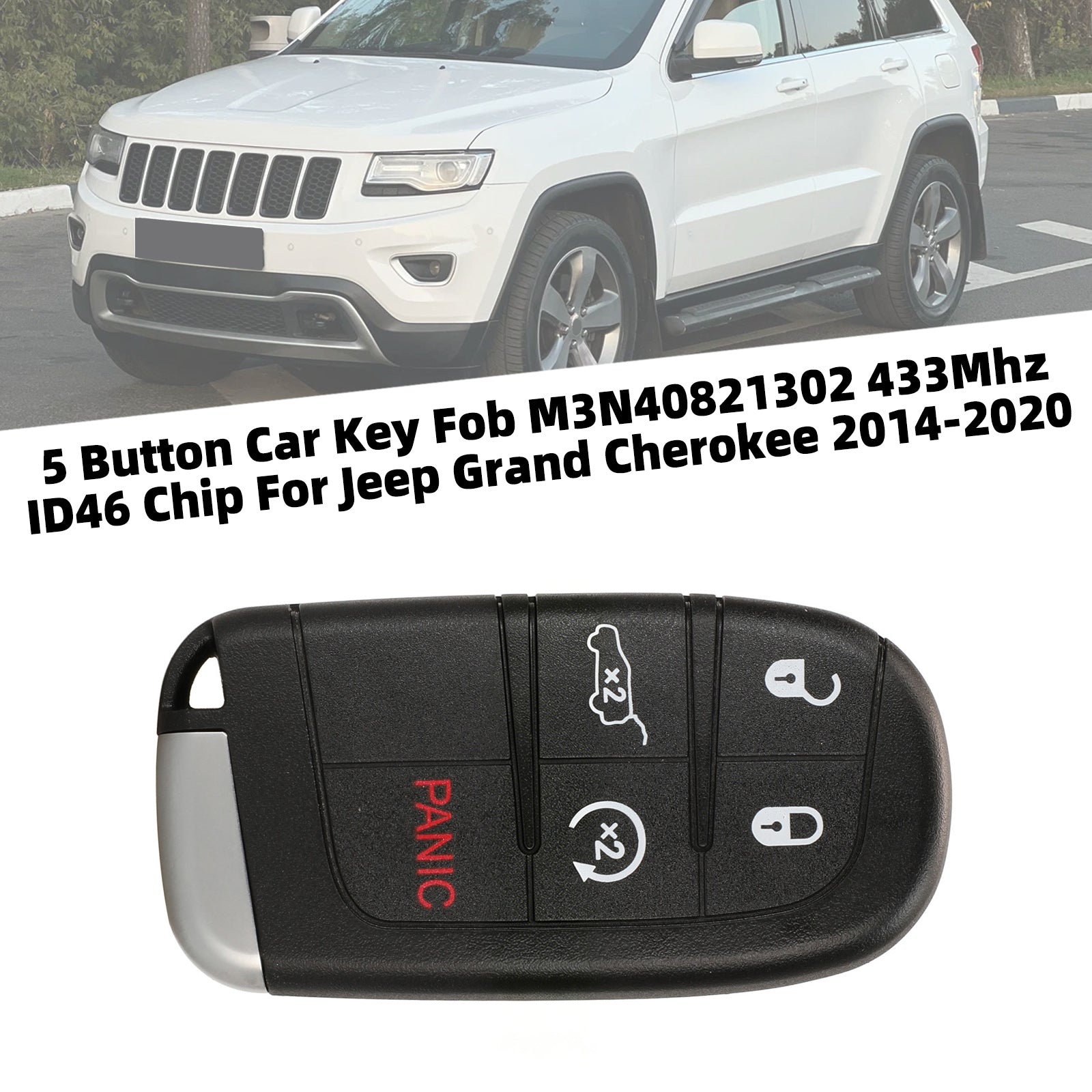 5 Button Car Key Fob M3N40821302 433Mhz ID46 Chip For Jeep Grand Cherokee 2014-2020