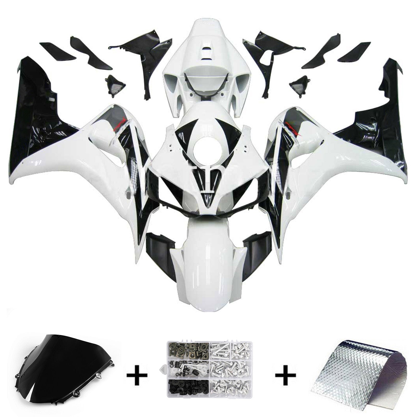 2006-2007 Honda CBR 1000 RR White and Black CBR Racin Fairing Generic