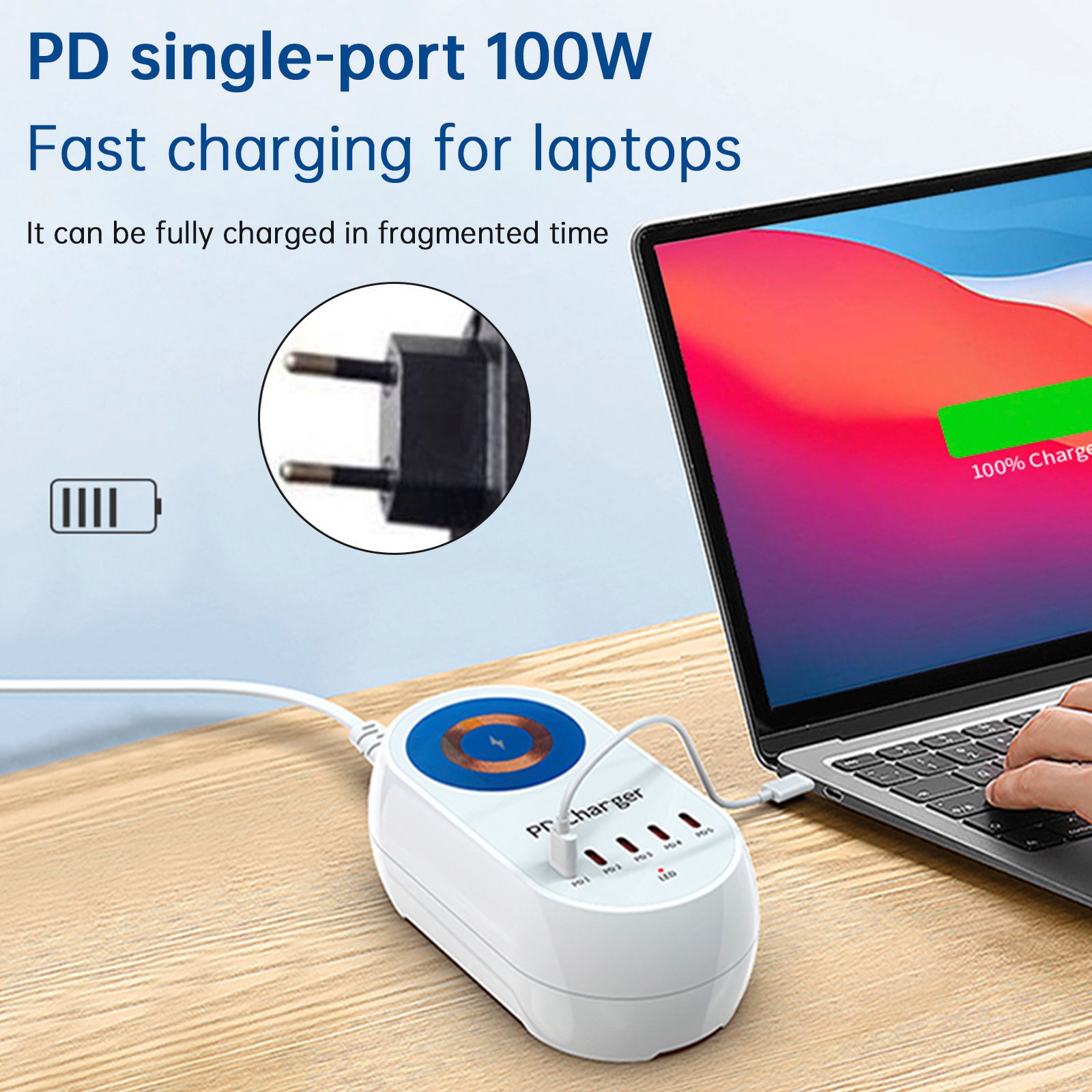 140W PD Multi-Port Charger Magnetic Wireless Fast Lading PD100W Laptop Mobile Phone Charger EU Plug