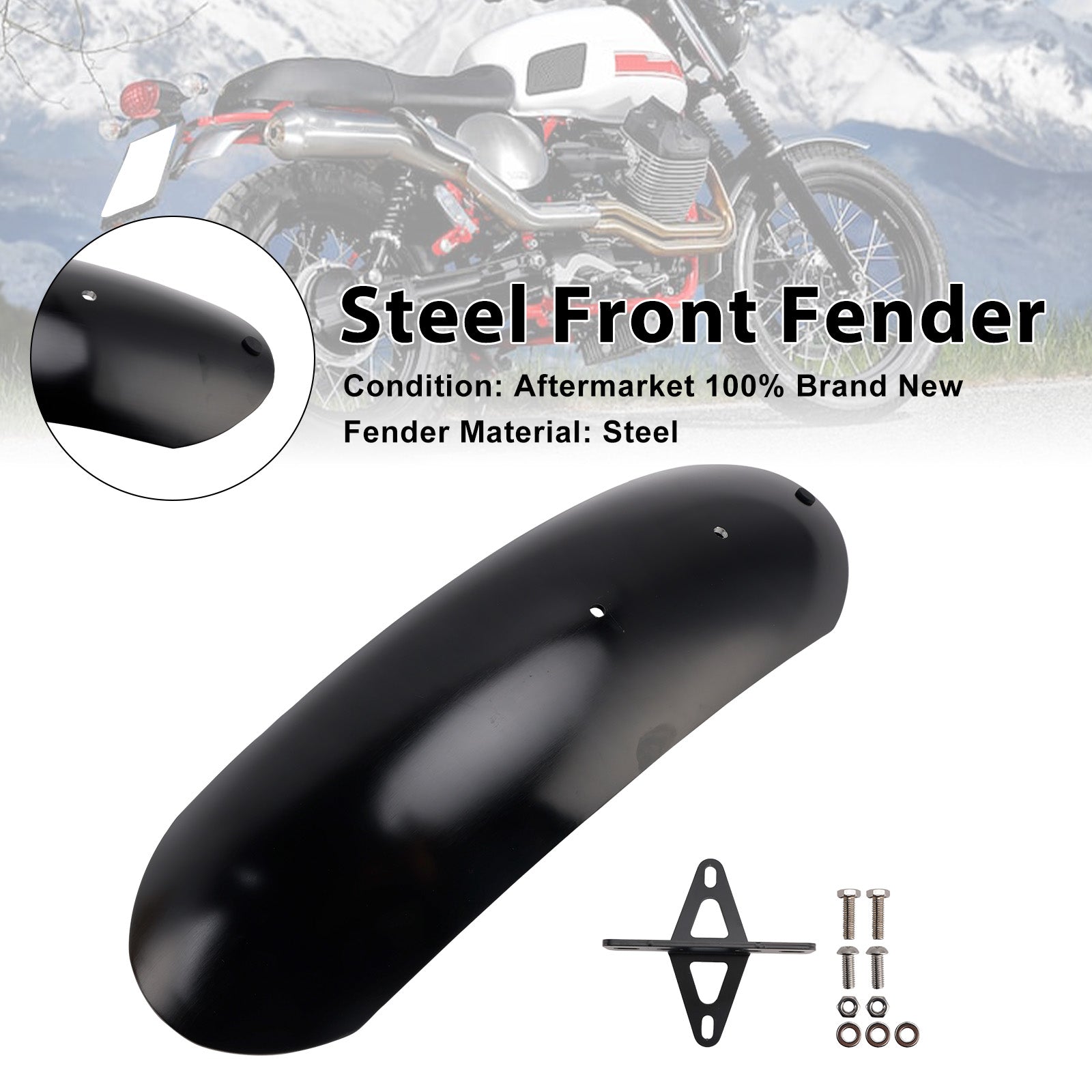 Garde-boue avant en acier adapté pour MOTO GUZZI V7 II Stone Classic Special 10-16