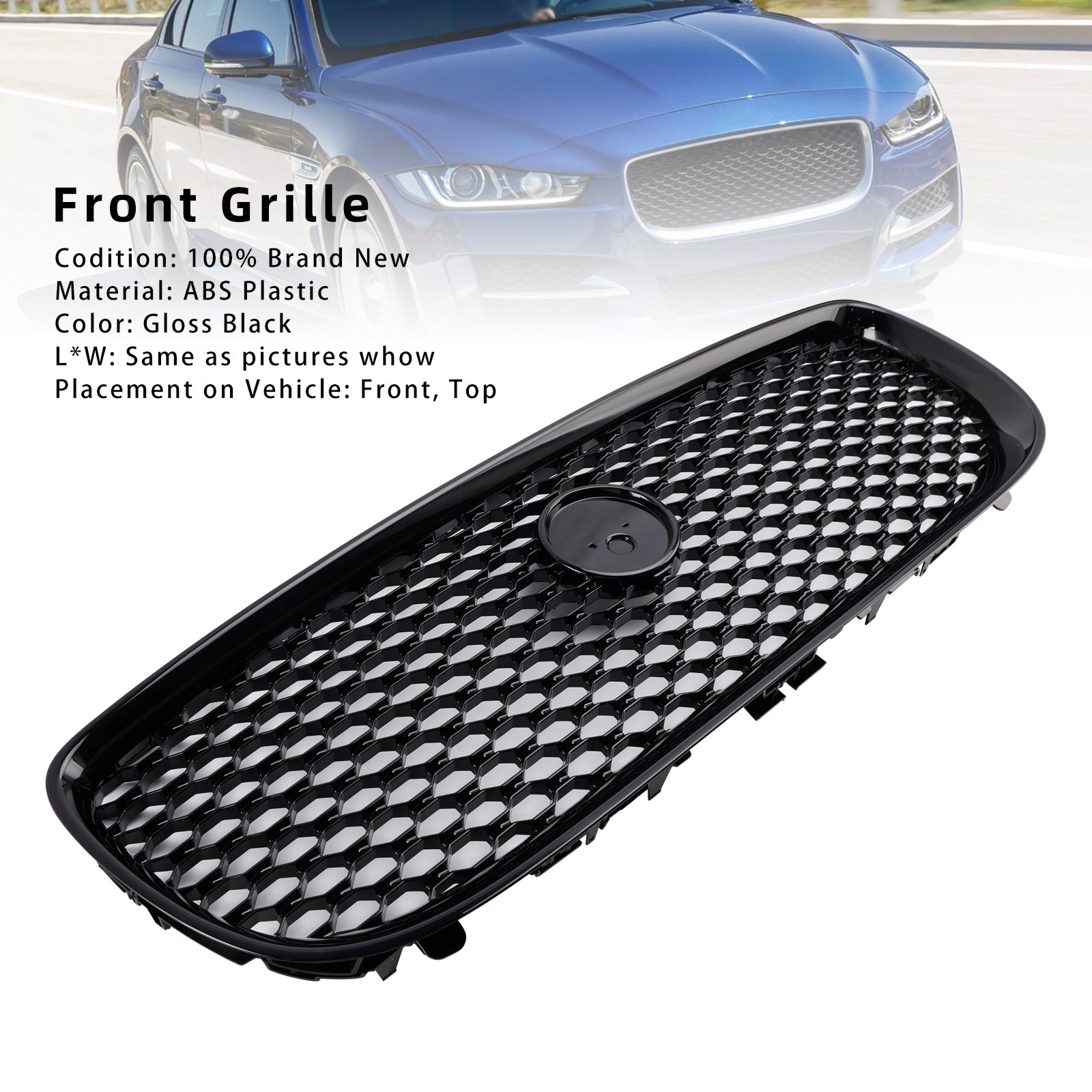 2015-2018 Jaguar XE Pre-Facelift Glanzend Zwart Honingraat Voorbumpergrille Grill