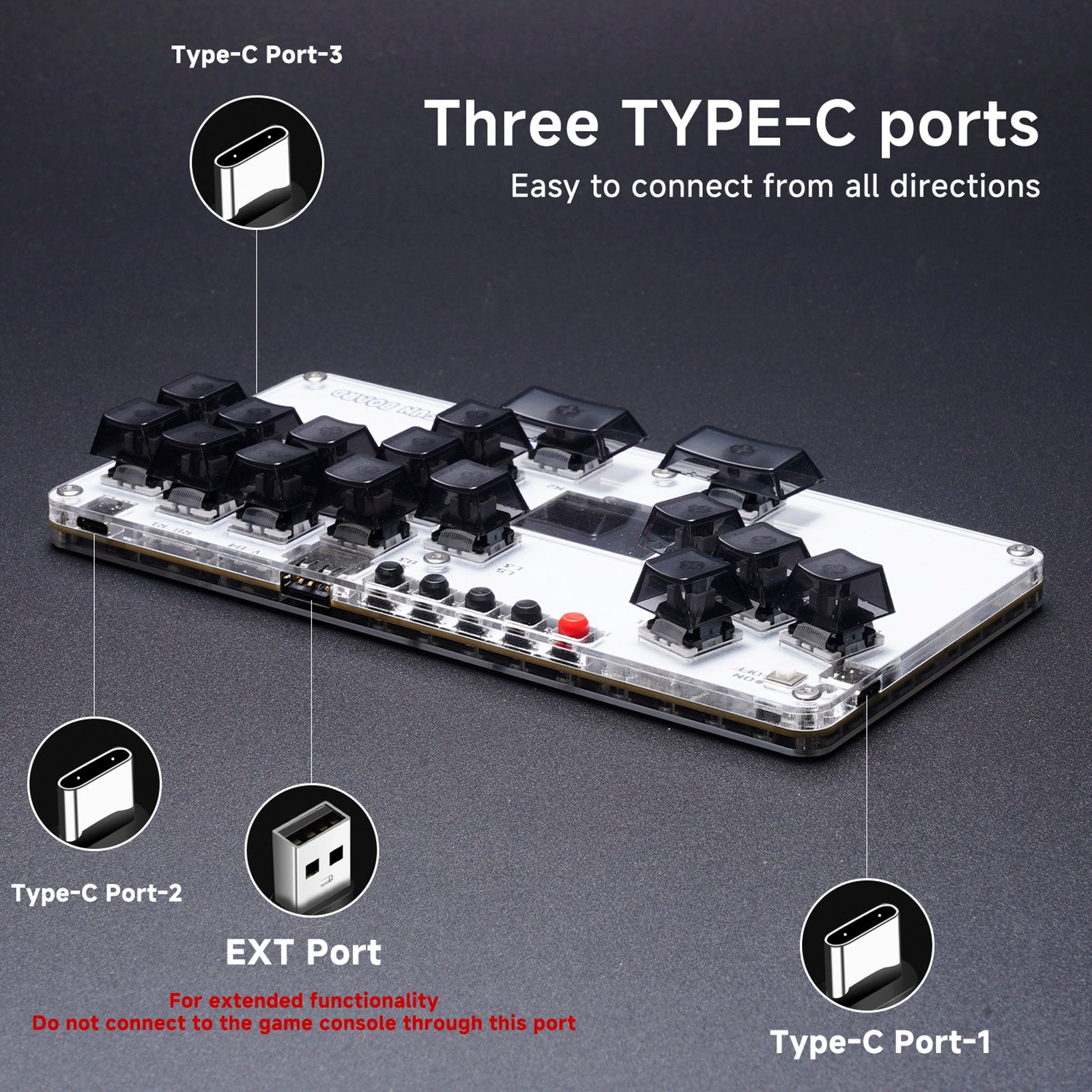 Mustfun hitbox Mini Stickless Controller vhodný pre PC/PS3/PS4/Switch atď.