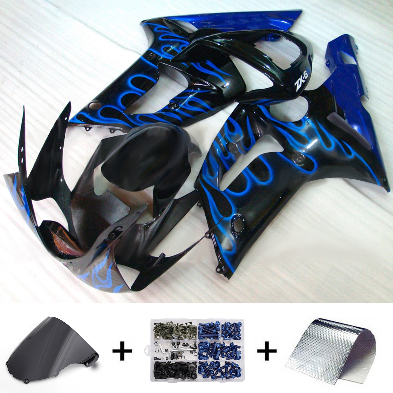 Injection Fairing Kit Bodywork Plastic ABS fit For Kawasaki ZX6R 636 2003-2004