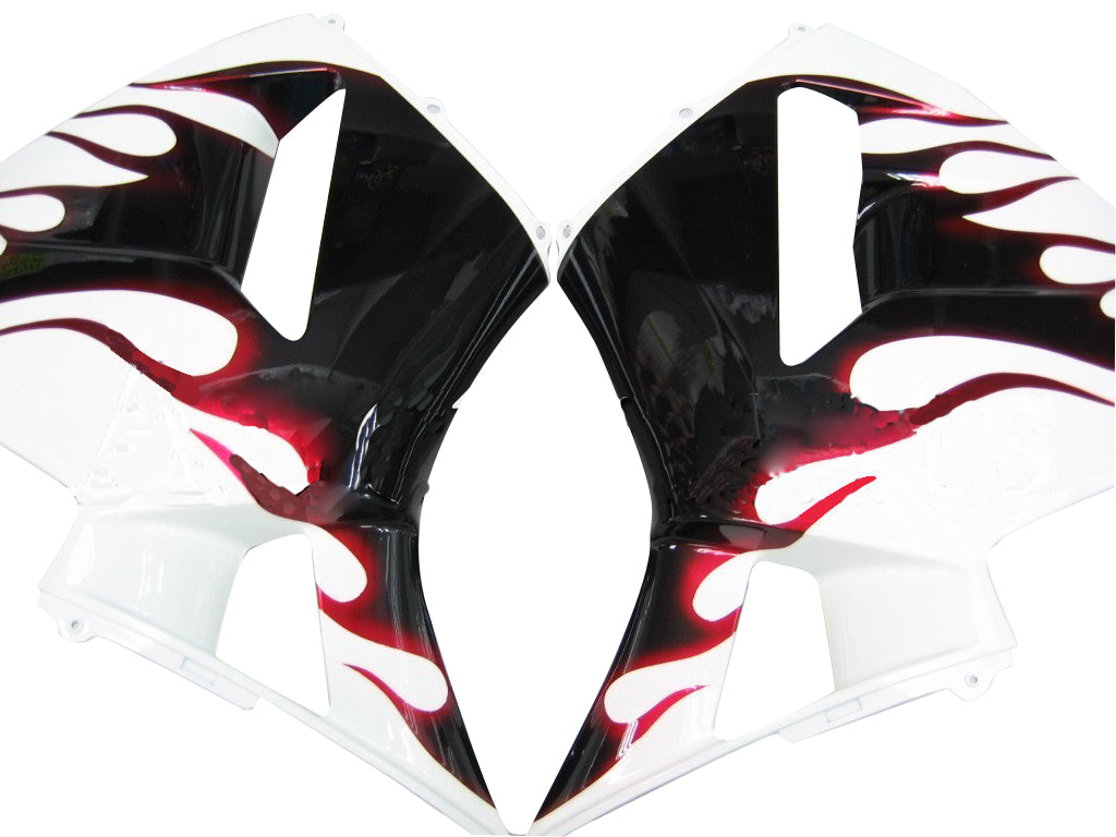 2005-2006 Honda CBR 600 RR White Black & Red Flame Racing Fairings Generic