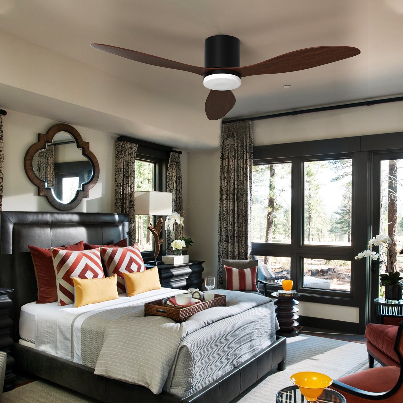 Dimmable LED DC Motor 52" Profile Ceiling Fan with Lights Remote/App Control