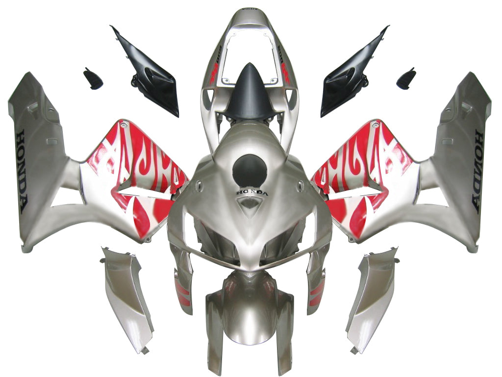 2005-2006 Honda CBR 600 RR Argent & Rouge Tribal Racing Carénages Générique