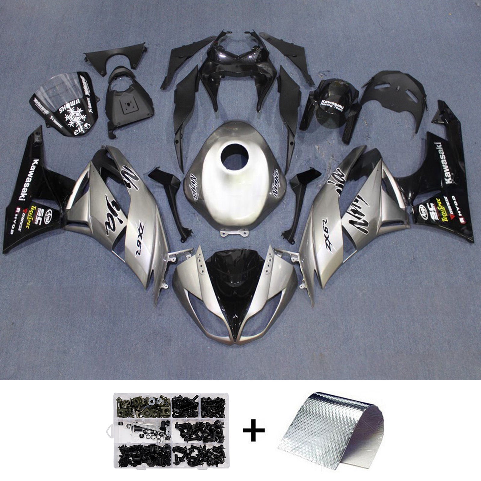 Kit carena iniezione carrozzeria in plastica ABS adatta per Kawasaki ZX6R 636 2009-2012