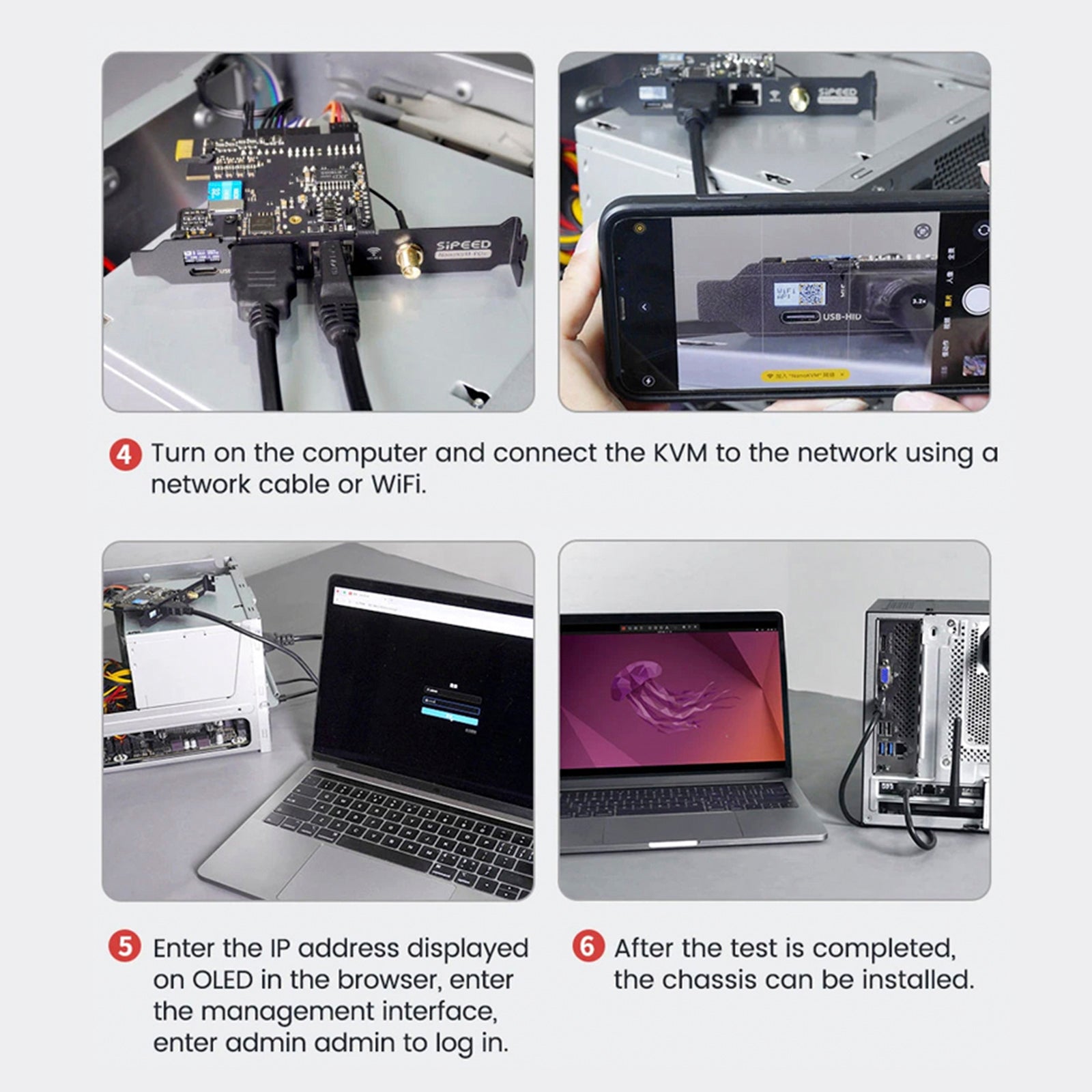 Sipeed NanoKVM-PCIe-afstandsbedieningsserver RISC-VPiKVM installatie op afstand van het bureaublad