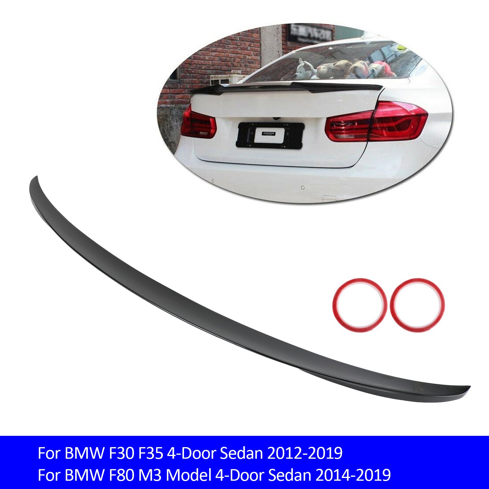 P Style Rear Trunk Spoiler Wing Fit BMW 3 Series F30 F35 2012-2019 Gloss Black