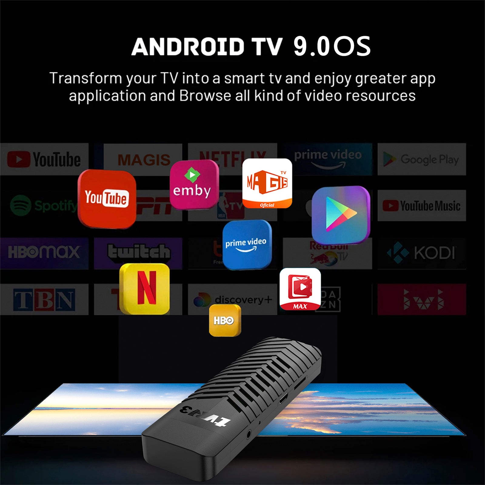 TVR3-S TV Stick Android14.0 RAM 1 GB ROM 8 GB Dongle Set-Top Box 4K Player TV Box