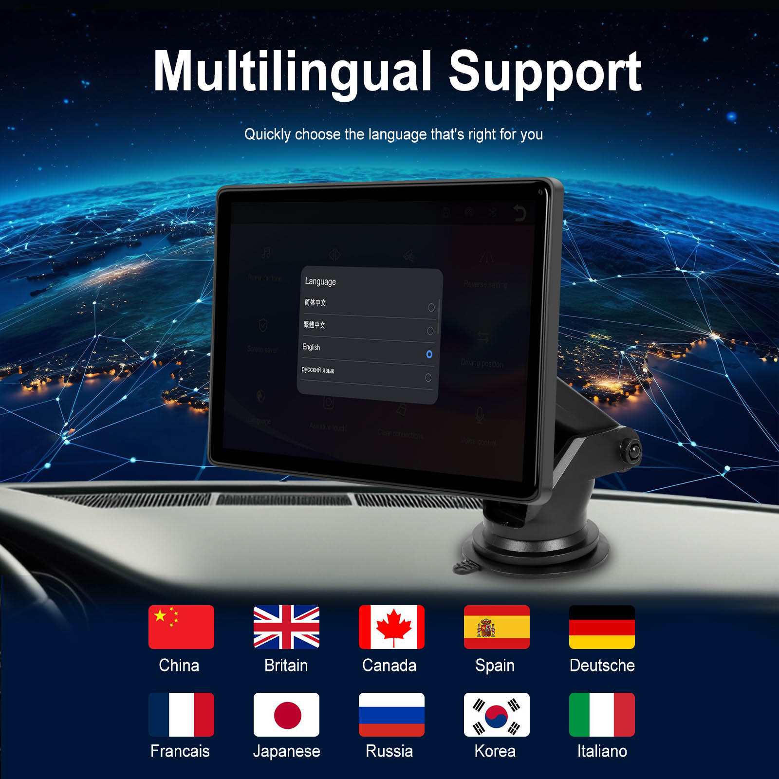 8" Touchscreen Apple CarPlay Android Auto Horizontaal Verticaal Schakelen Weergave