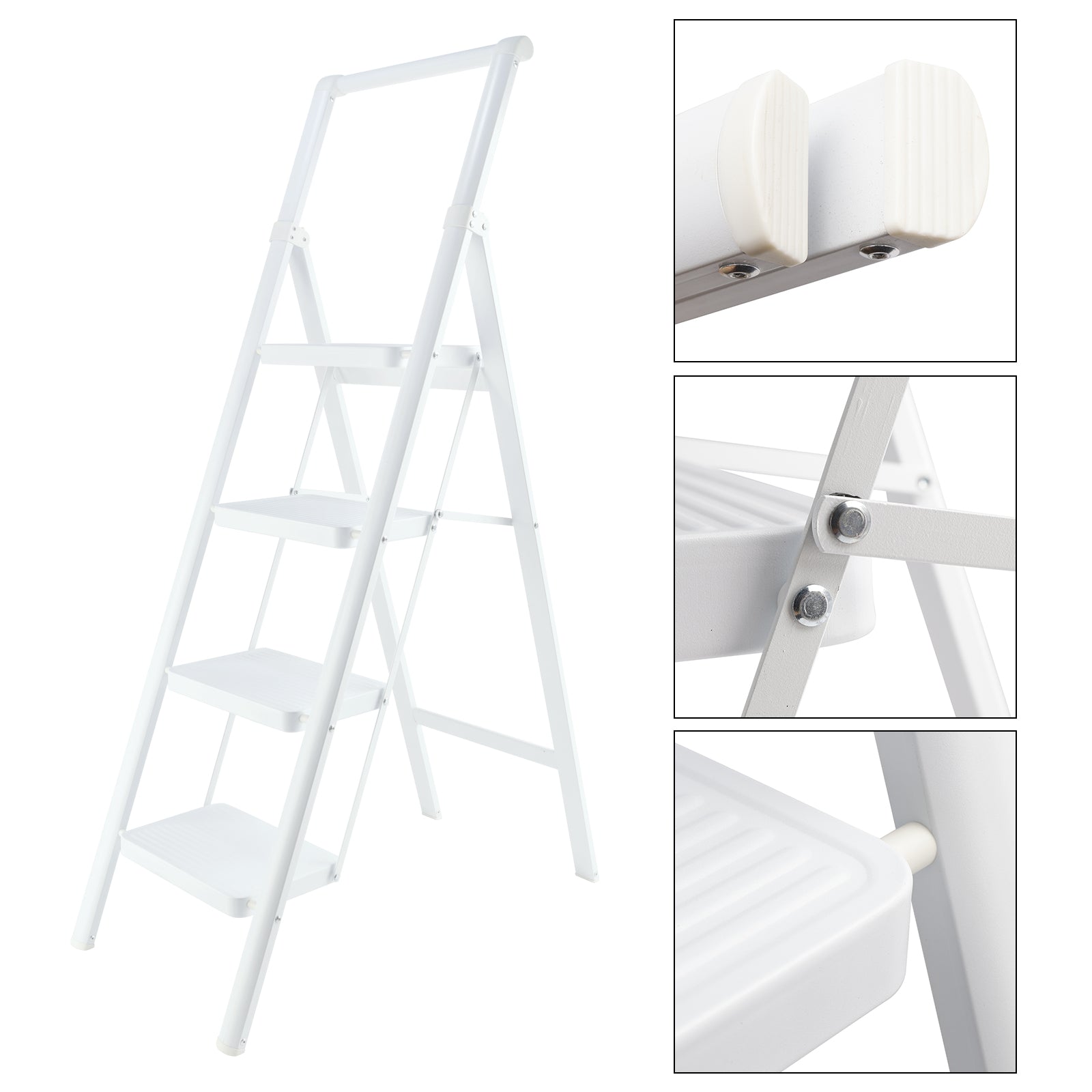 4 Step Ladder, Foldable Step Stools for Adults Anti-Slip Pedal, Lightweight