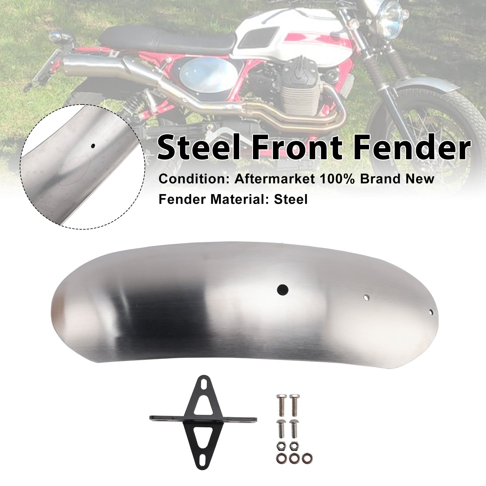 Garde-boue avant en acier adapté pour MOTO GUZZI V7 II Stone Classic Special 10-16