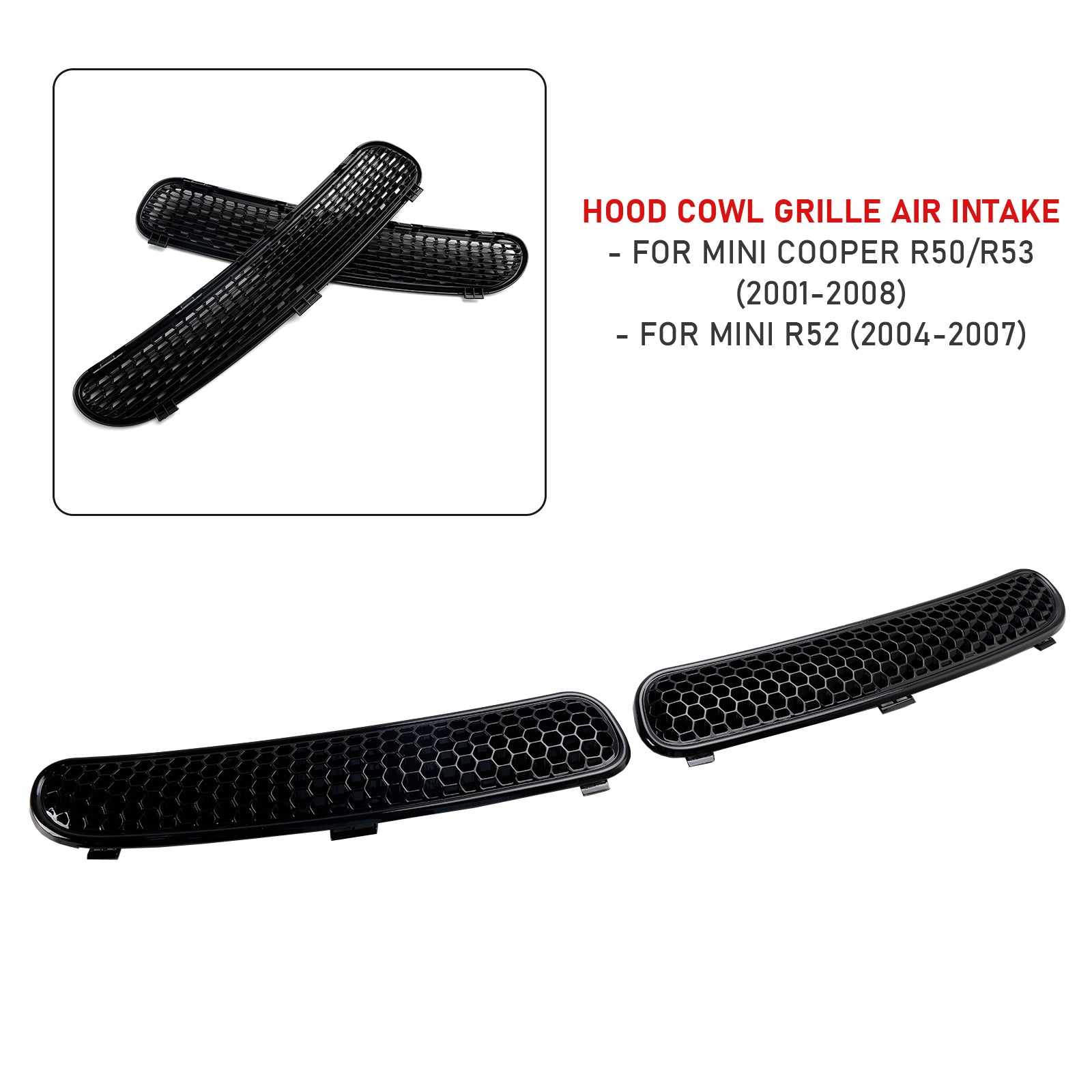 Hood Cowl Grille Air Intake Duct 7122506 & 7122505 For Mini R50 R52 R53