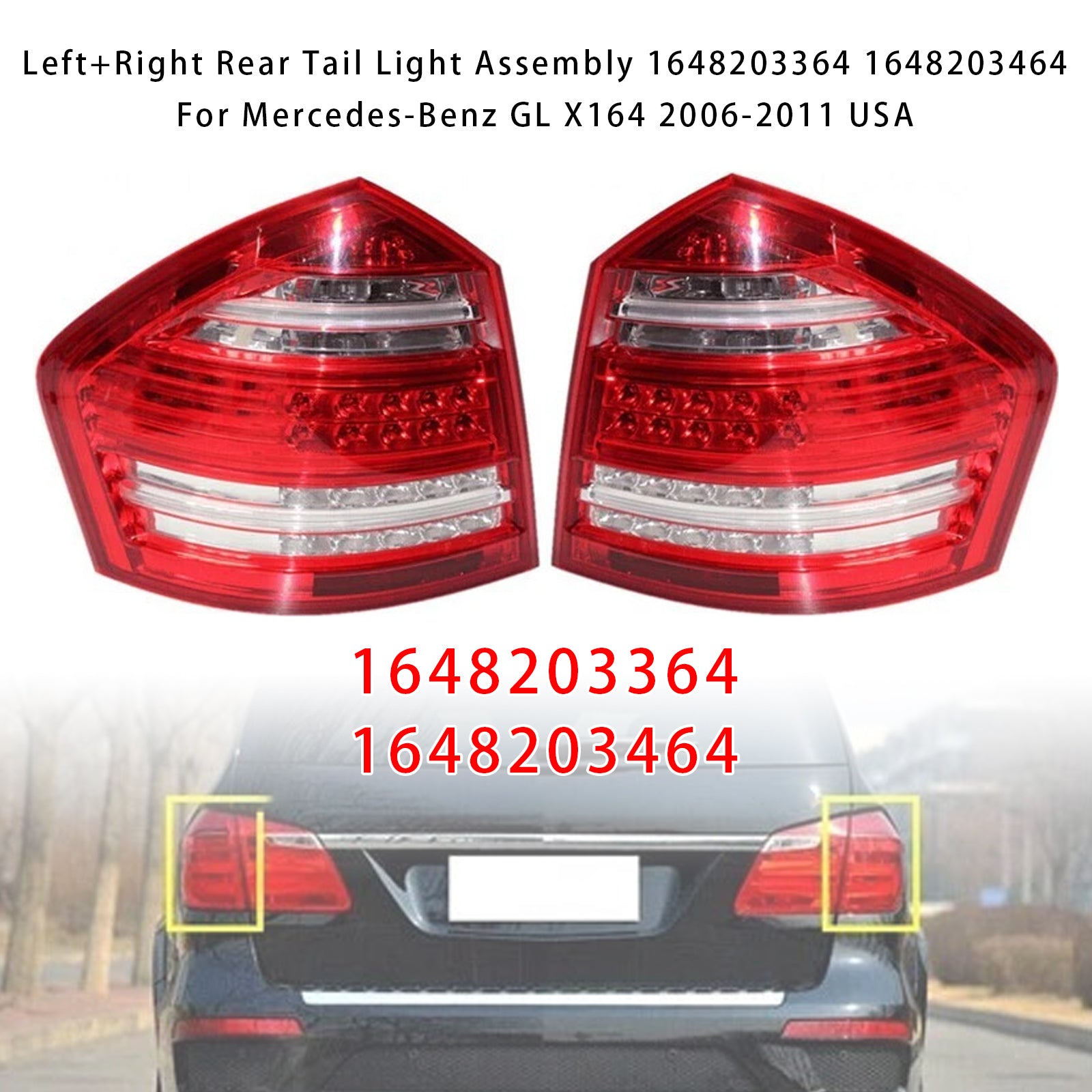 Left+Right Rear Tail Light Assembly For Mercedes-Benz GL X164 2006-2011 USA