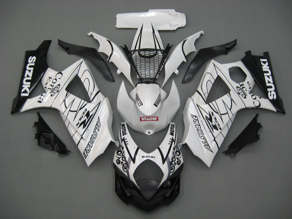 2007-2008 Suzuki GSXR 1000 Carénages Amotopart Blanc Noir Carénage des douanes Alstare Racing