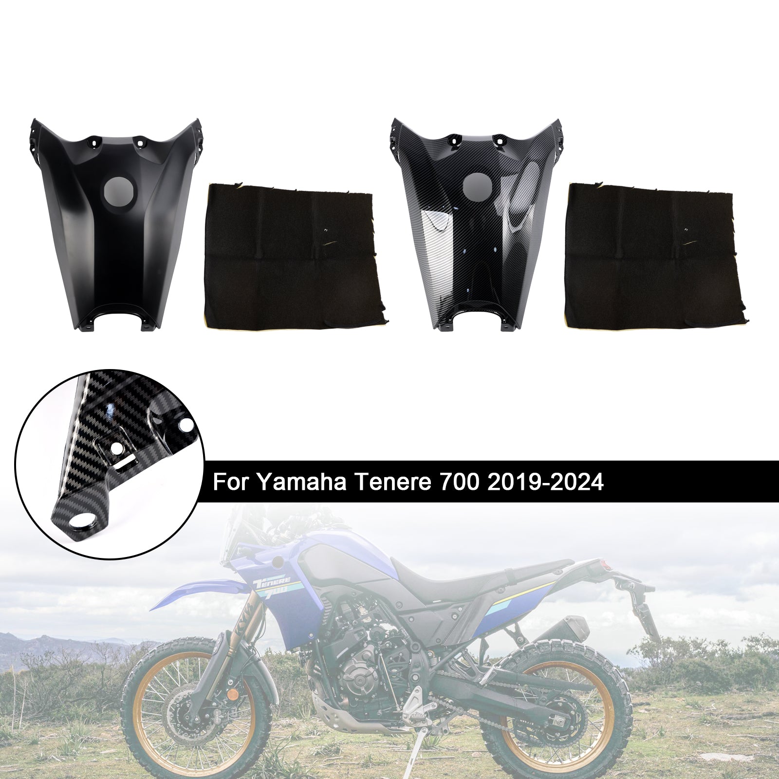 2019-2024 Yamaha Tenere 700 Tanque de gasolina Protetor de carenagem de tanque de gasolina