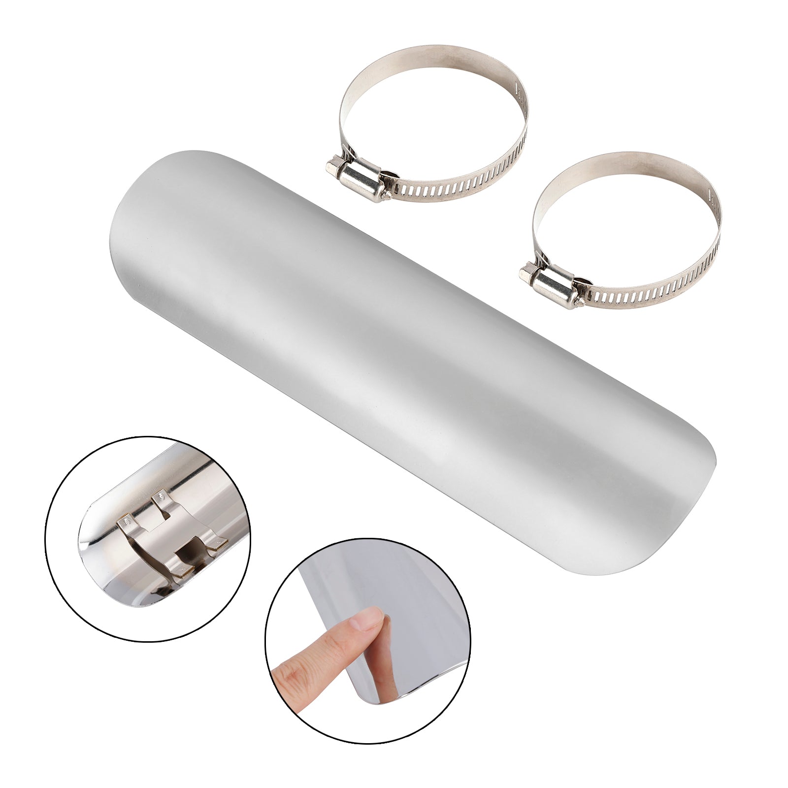 Oceľový výfukový tlmič potrubie Teplo deflektor chróm pre motocykel Secootter zatemnený