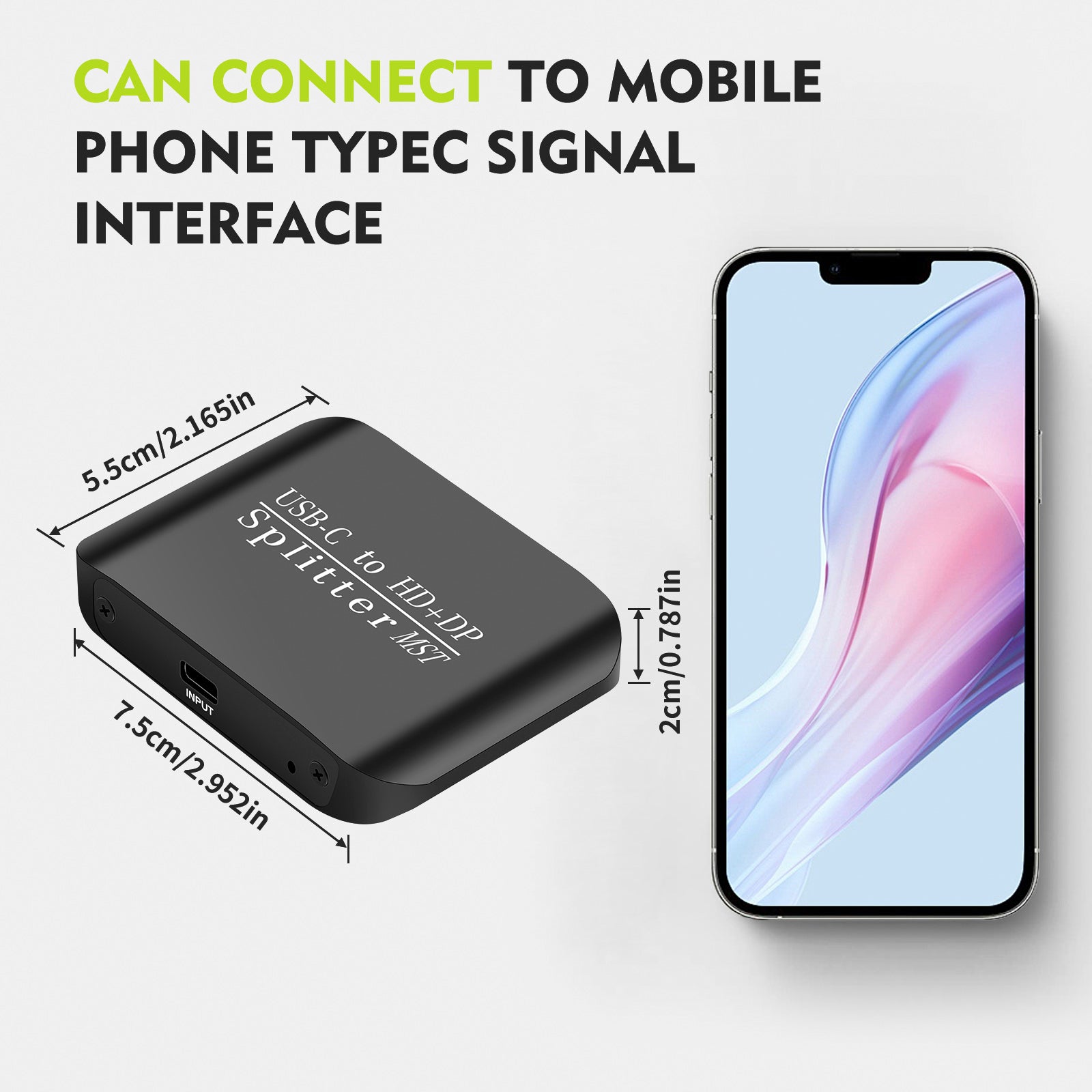 Type-C naar HDMI+DP 1x2Laptopsplitter MST Twee schermen Eén ingang Twee uitgangen