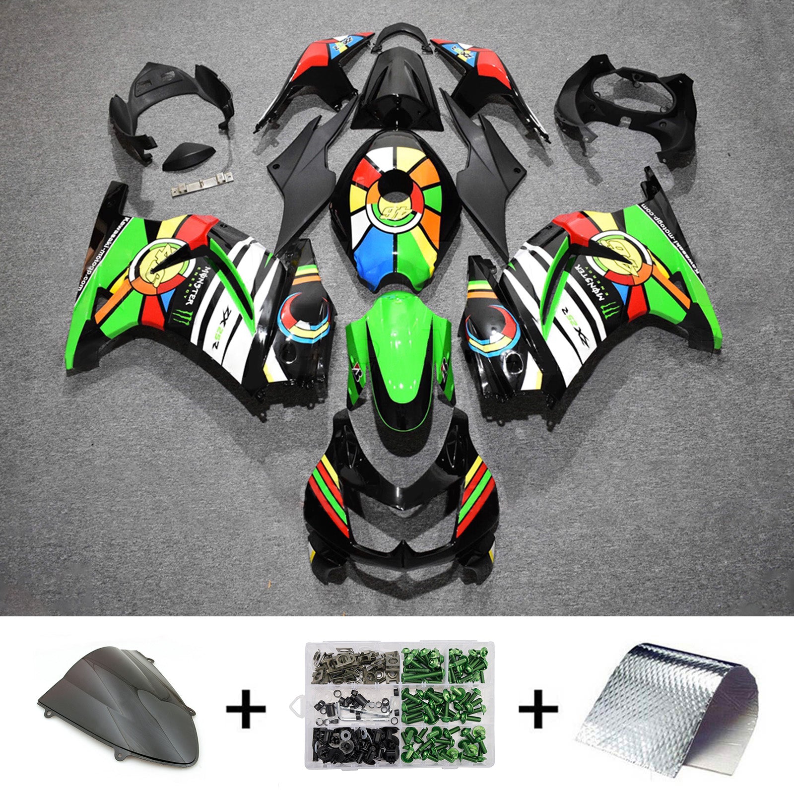 Kit carena iniezione carrozzeria in plastica ABS adatta per Kawasaki EX250 Ninja250R 2008-2012
