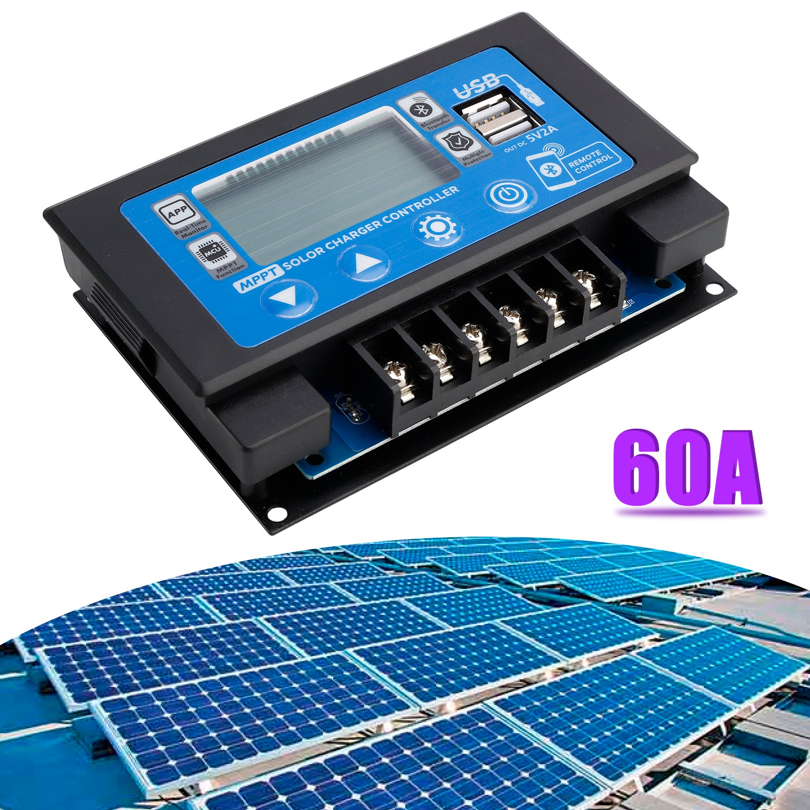 30/60A ingebedde, opklikbare energieopslag, speciale MPPT-zonnecontroller Bluetooth