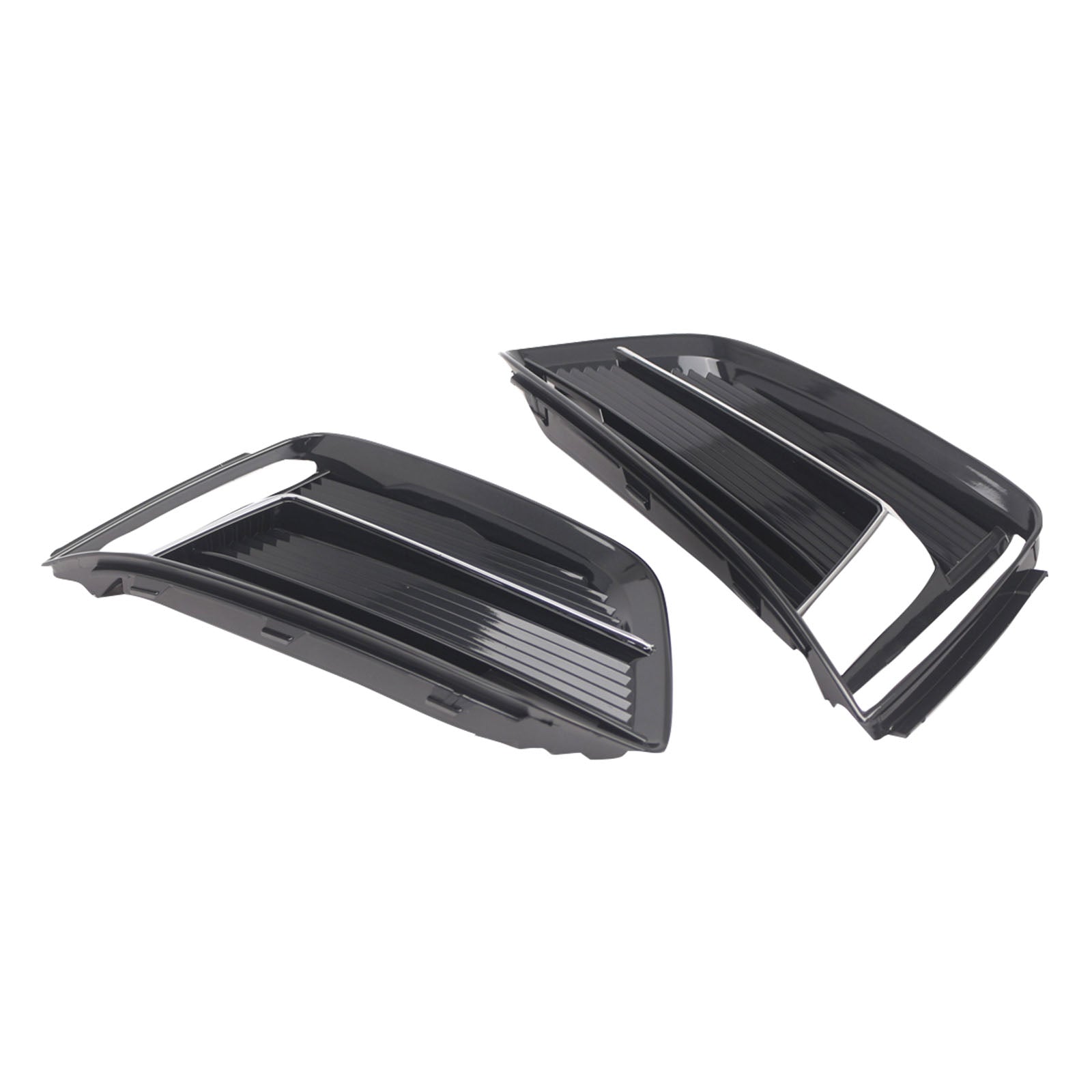 Black/Chrome Front Bumper Fog Light Grille Cover Bezel Fit Audi A5 2017-2019