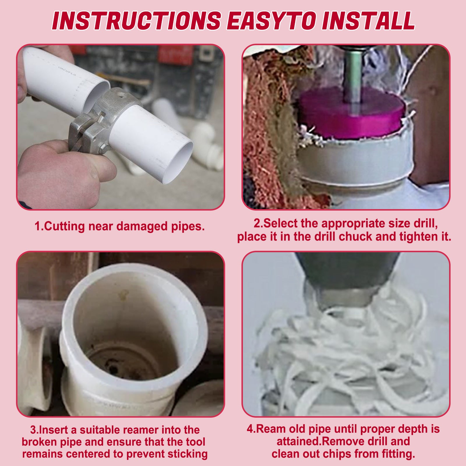 04529 Pour kit d'alésoir pour raccord de tuyau en plastique PPRK6 6 pièces, adapté à la norme 1/2"Exercices