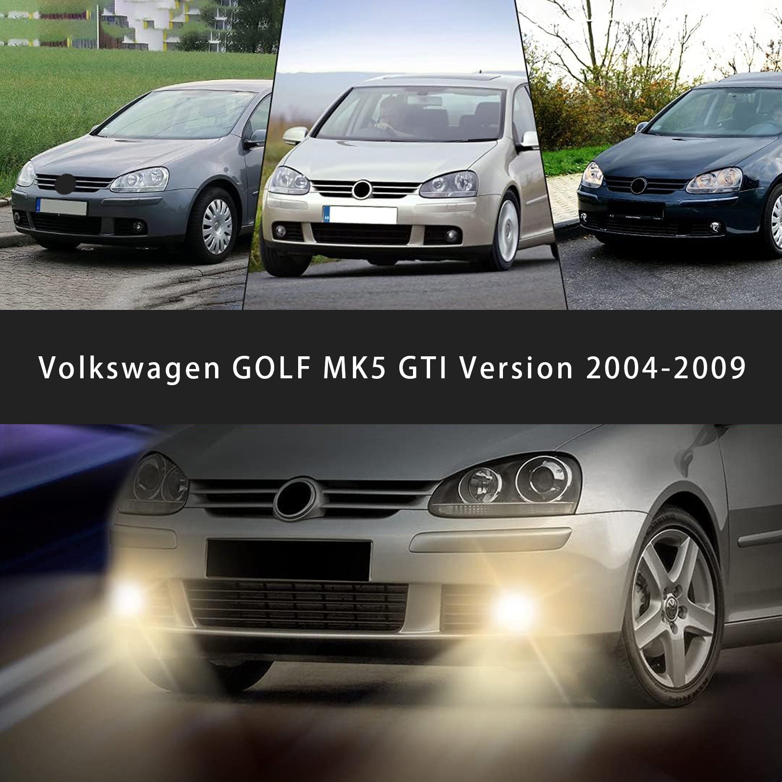 Pair Front Fog Light Lamps For Volkswagen GOLF MK5 GTI Version 2004-2009