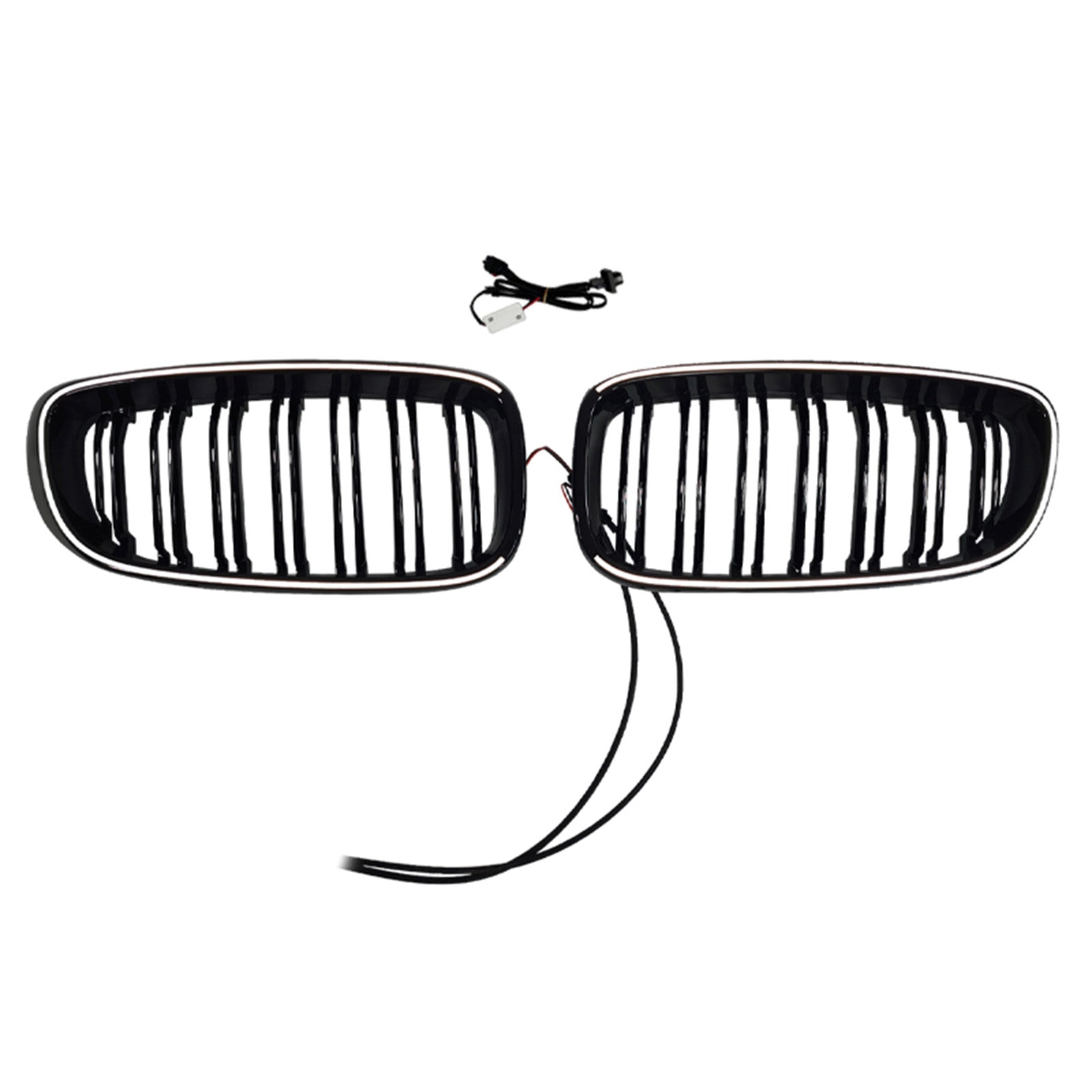 Dual Slat Front Bumper Grille Fit BMW 3 Series F34 GT 2013-2019 Gloss Black