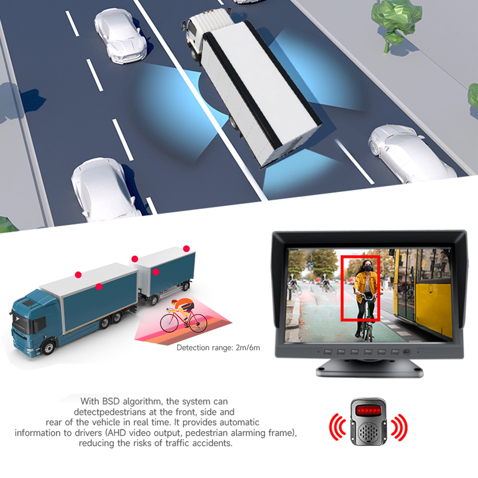 Version tactile 10,1 pouces 1024 * 600 IPS avec BSD pour bus de camion RV + 4 caméras de recul