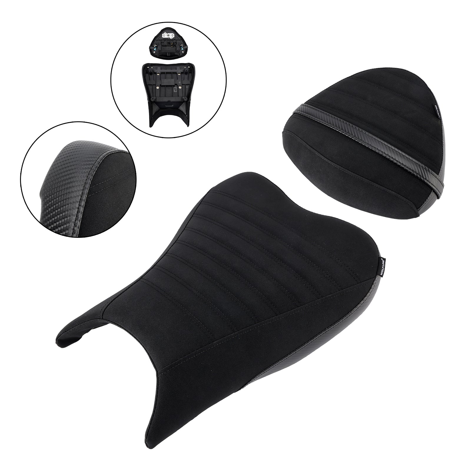 Lower Front W/ Rear Seat Driver Pillion Black1 For Suzuki Hayabusa 1300 22-24