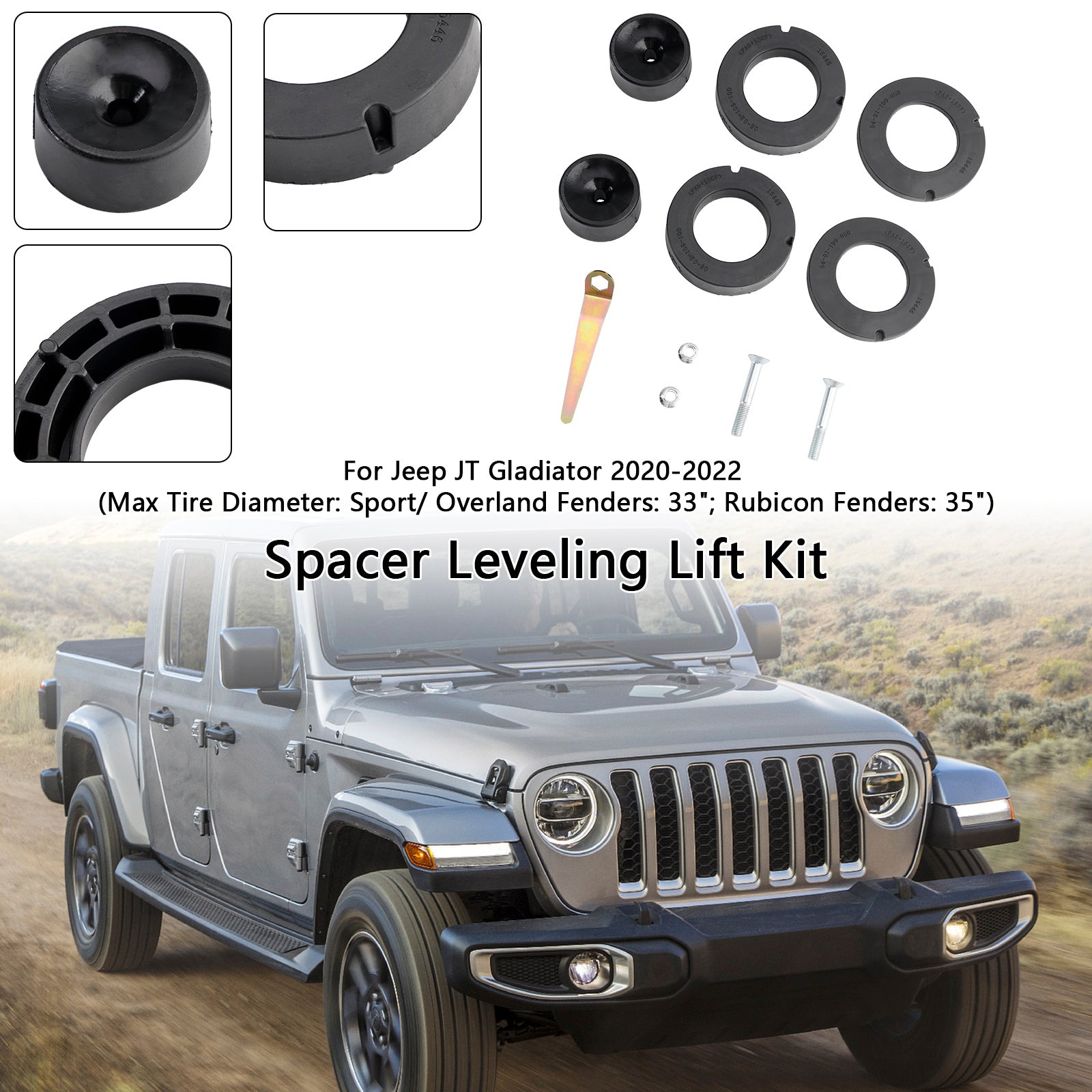 Parte delantera del Jeep Gladiator 2020-2022 1.5" Kit de elevación de nivelación con espaciador 1155300