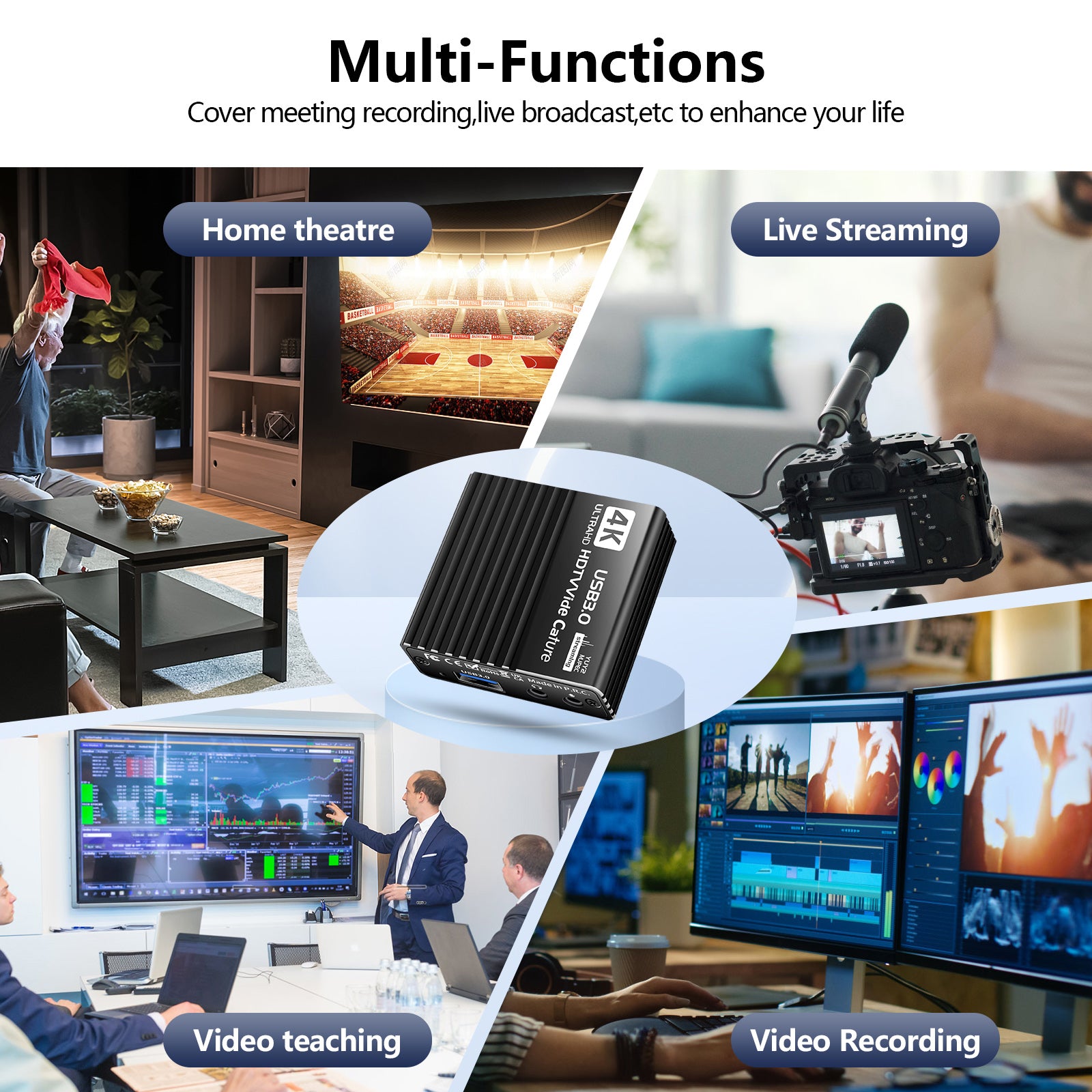 USB 3.0 video-opnamekaart HDMI 4K opnamebox Game Live-uitzending microfoon