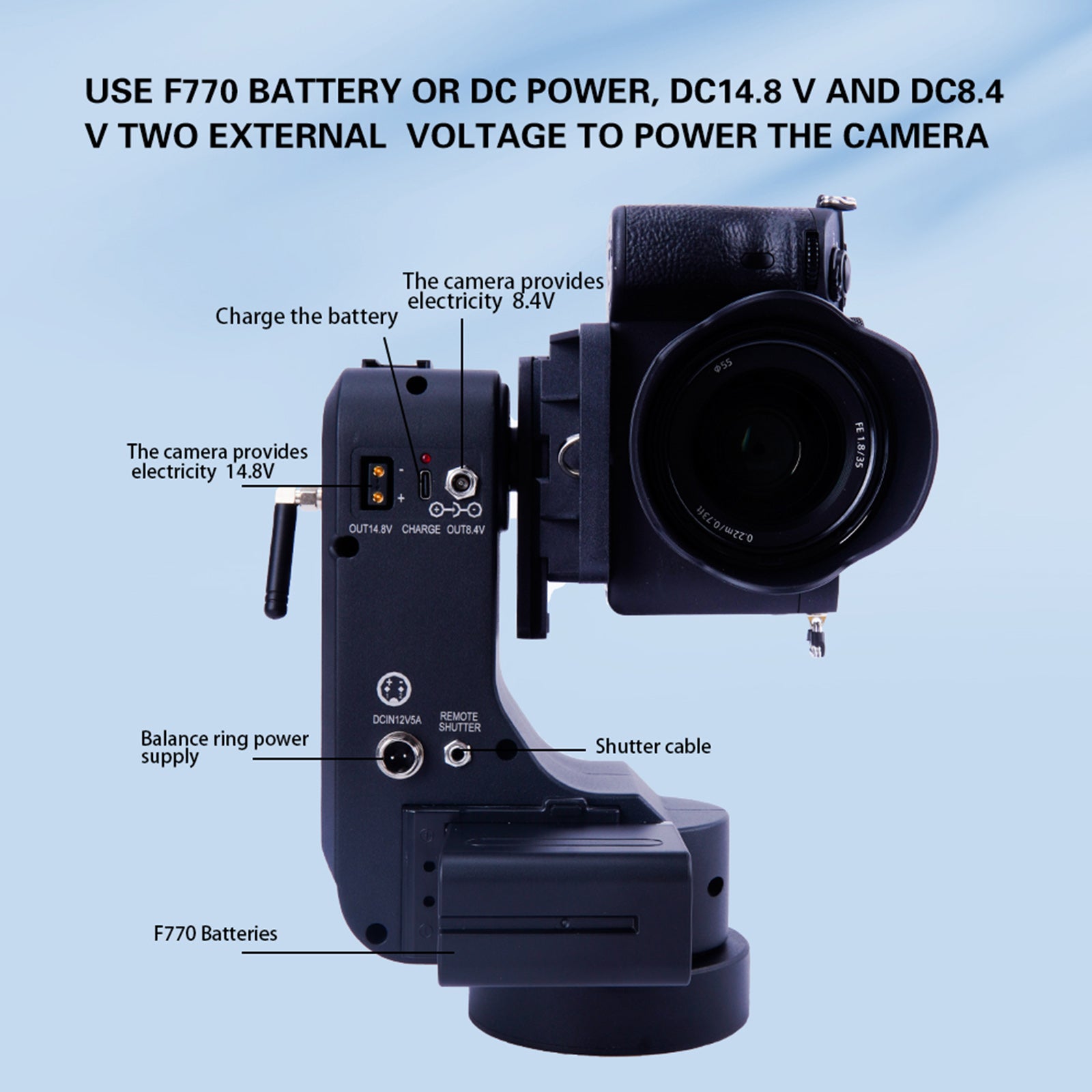 PT-5000 Camera Afstandsbediening Elektrisch cloudplatform Dual Axis Micro Slr-telefoon