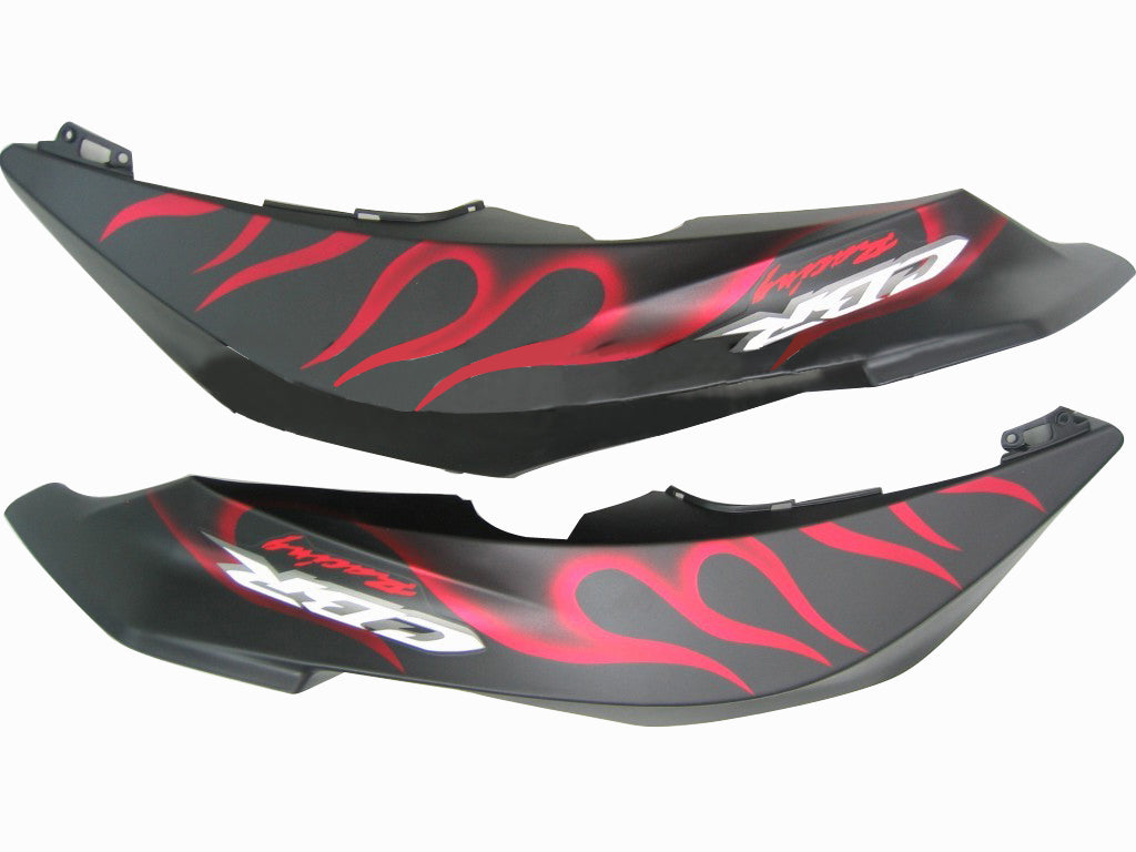 2007-2008 Honda CBR 600 RR Matte Black & Red Flame CBR Racing Fairings Generic