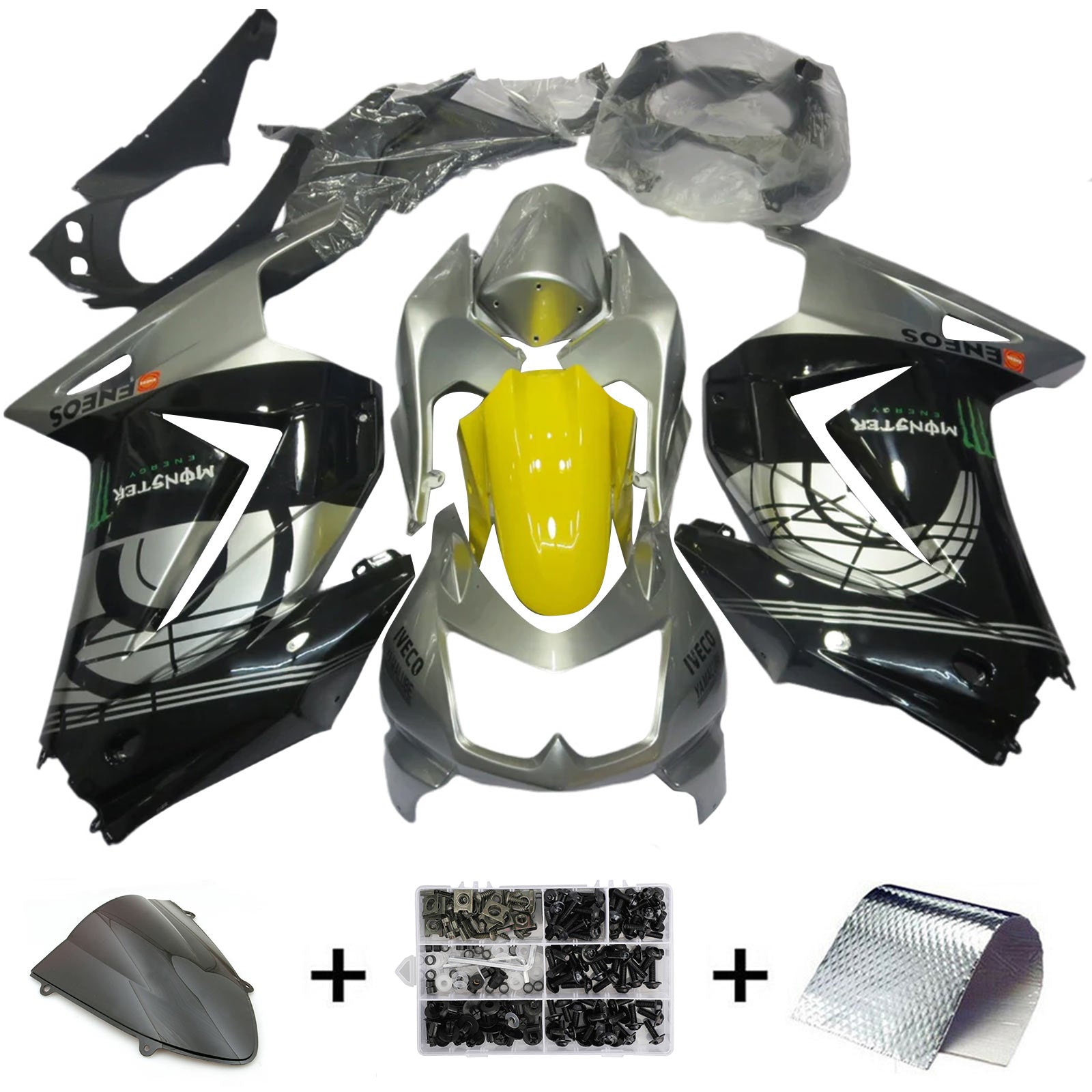 Kit de carénage d'injection Kawasaki EX250 Ninja250R 2008-2012, carrosserie en plastique ABS