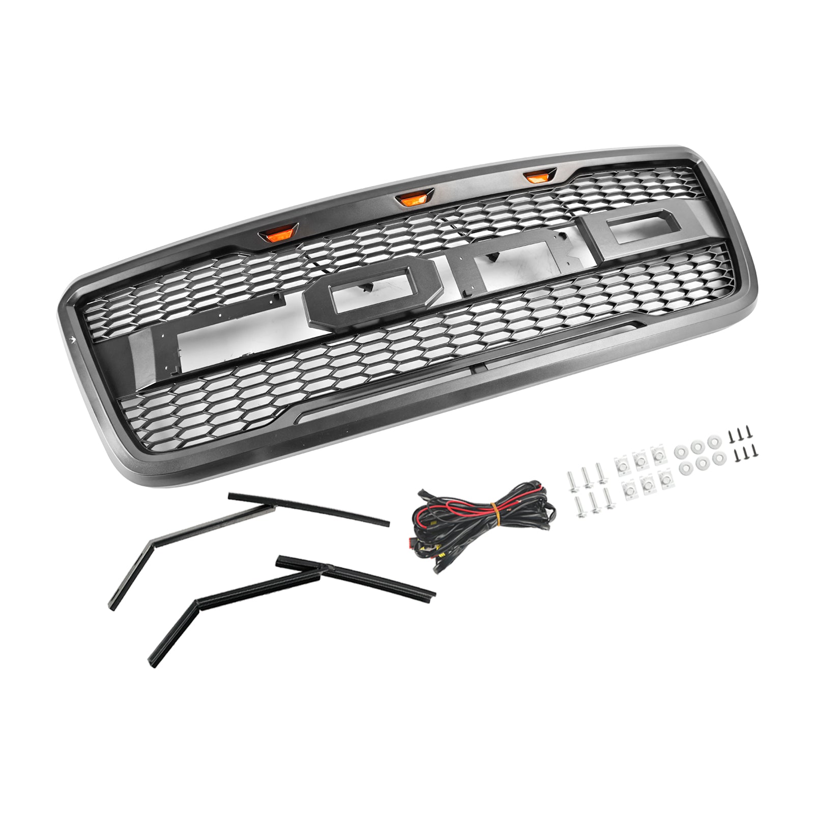 Raptor Style Front Mesh Hood Grille Grill Fit Ford F150 2004-2008 Met LED