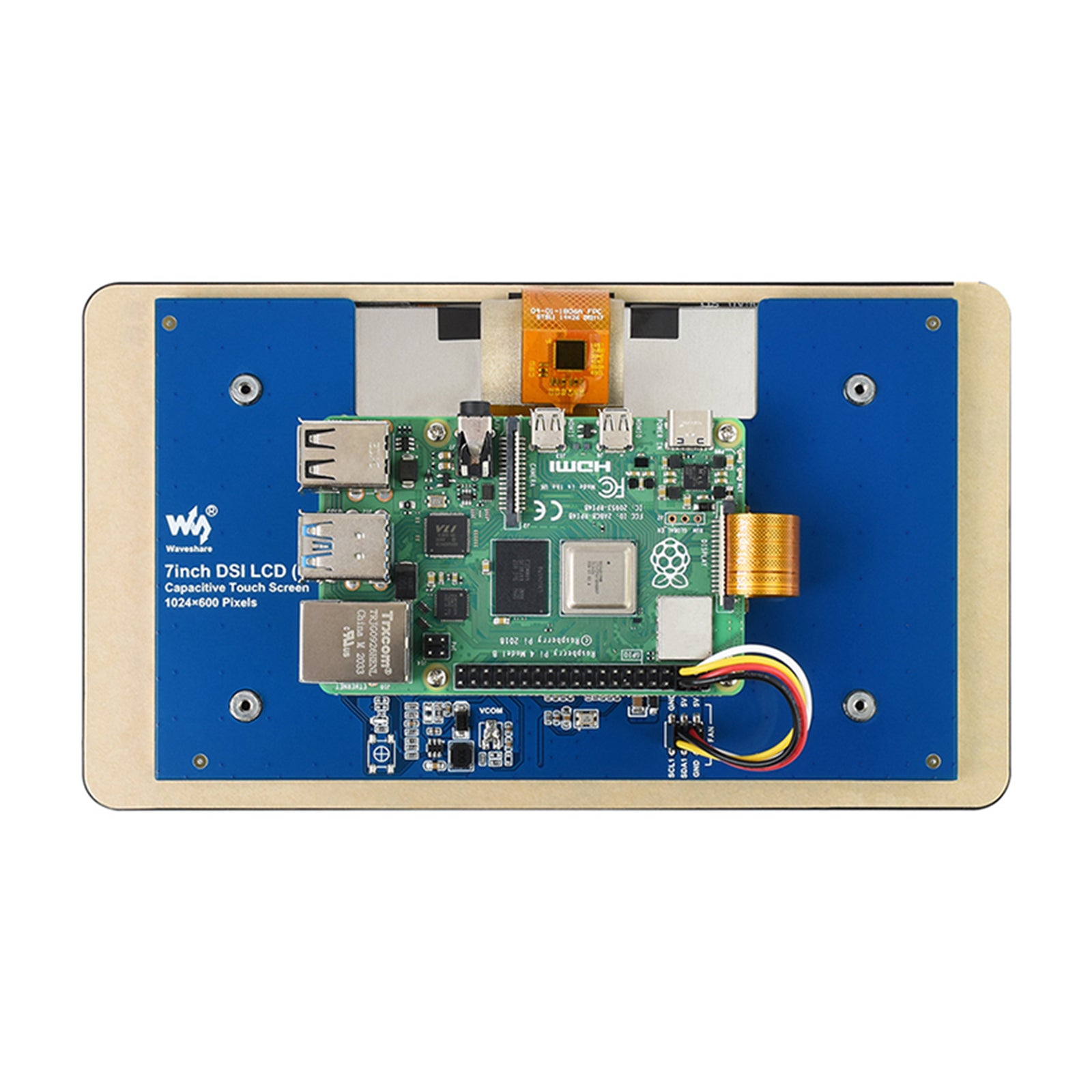 Raspberry Pi 7-inch IPS capacitief 5-punts touchscreen 1024×600 pixels Pi5/4B