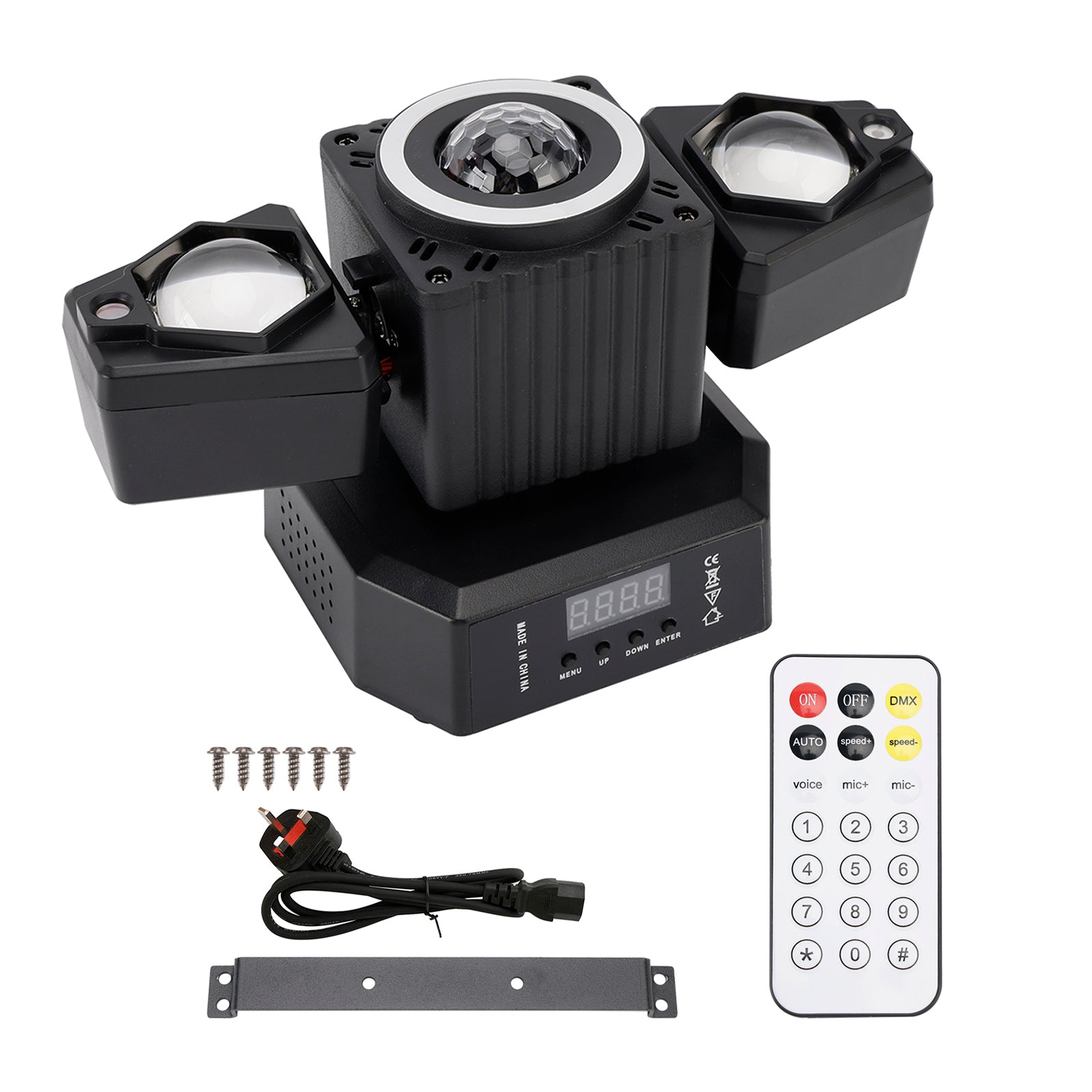 Rörligt huvudljus Roterande Disco Ball Laser Beam Strobe Remote DMX Stage Light