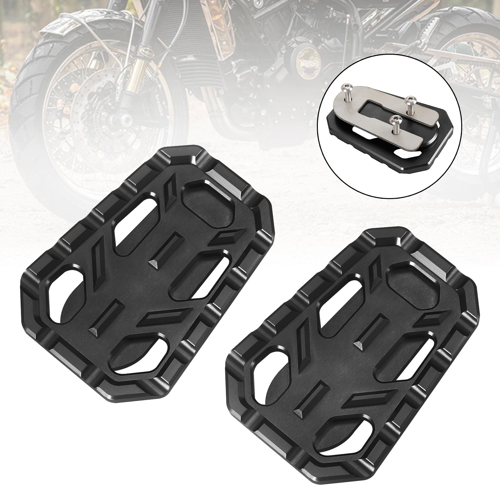 Pair Cnc Foot Peg Enlarge Footpegs Pedal Fit For TR Scrambler 1200 Tiger Silver