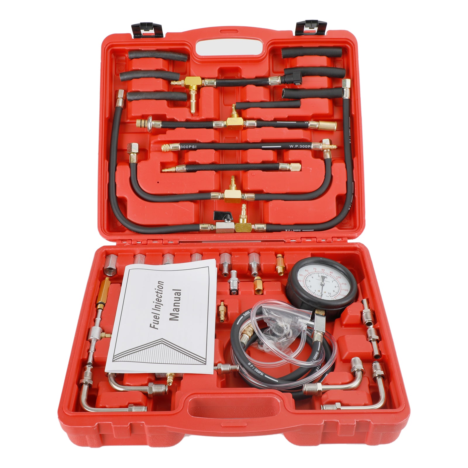 Universal Fuel Injection Gauge Pressure Tester Test Kit Car System Pump Tool Set