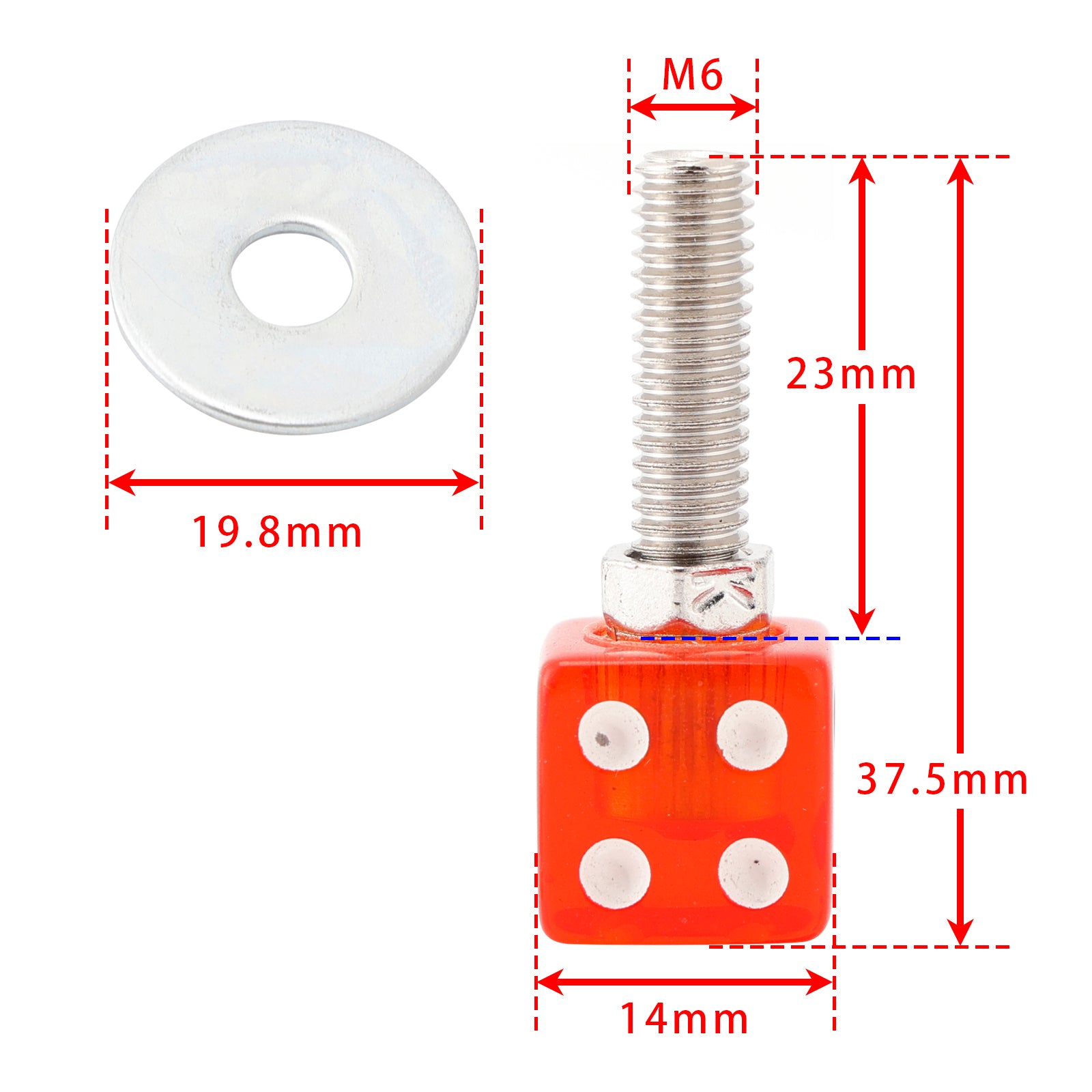 4x Motorcycle Bike Plastic Red Dice License Plate Bolt On Screw On Frame Nut