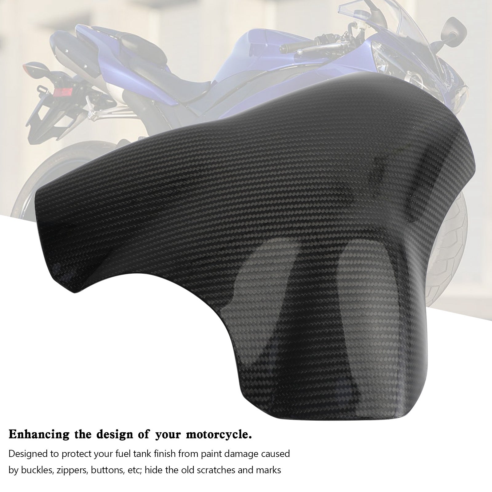 Protecteur de carénage de panneau de couvercle de réservoir de gaz en carbone Yamaha YZF-R1 2007 – 2008