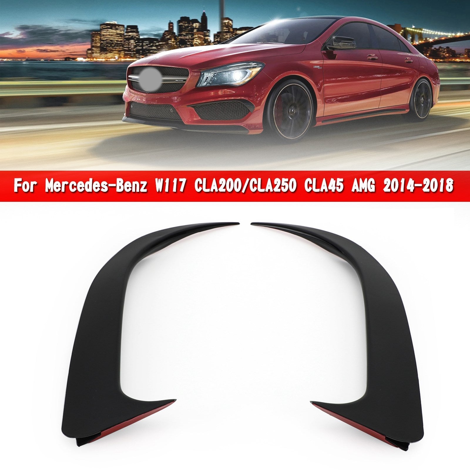 Mercedes 2014-2018W117 Couvercle de ventilation de spoiler de pare-chocs arrière noir de classe CLA